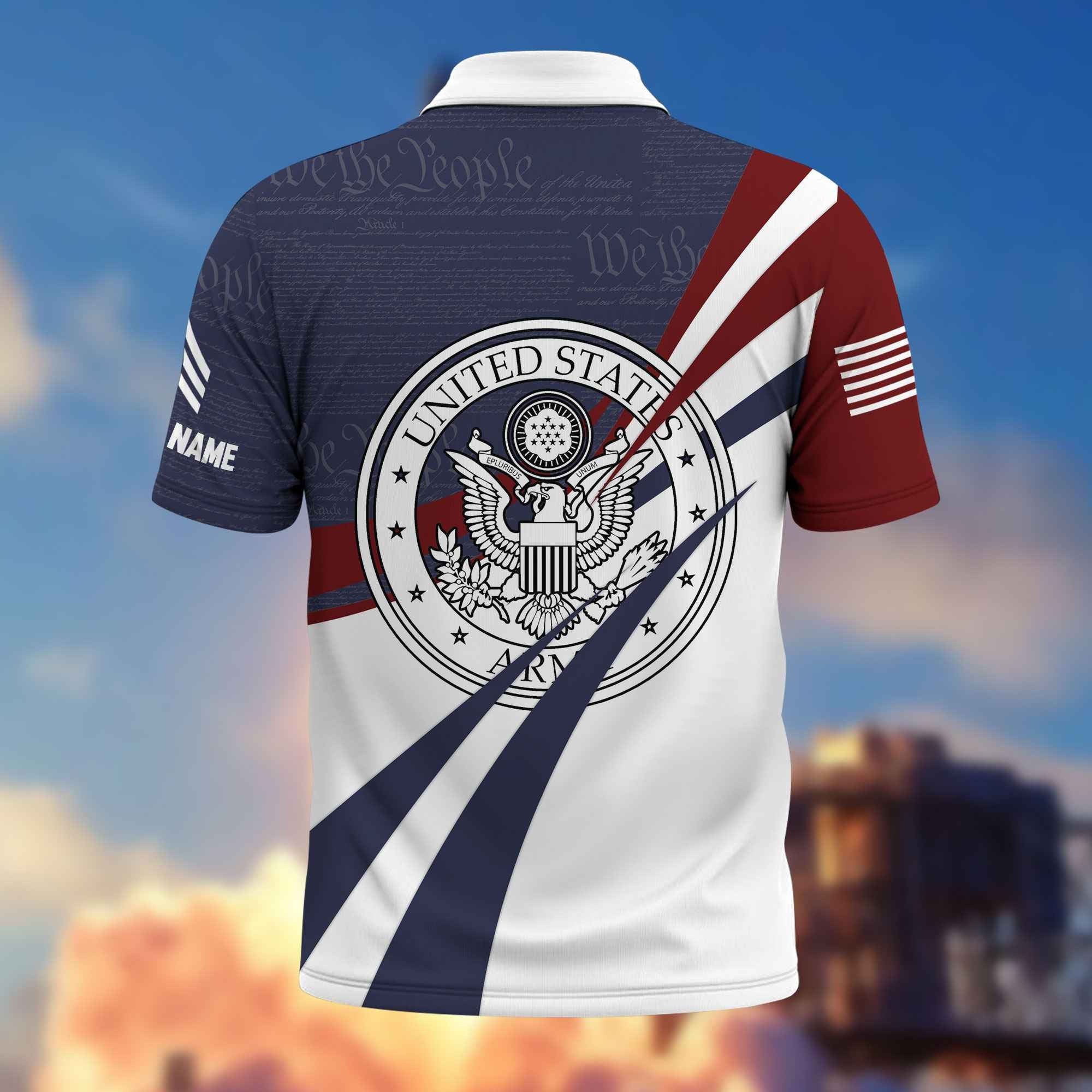 Premium US Army Polo Shirt VPVC217901, Custom Name, Rank, Year, Gifts For Army Veteran, Best Gifts On Father's Day, Armed Forces Day, Independence Day, Veterans Day.