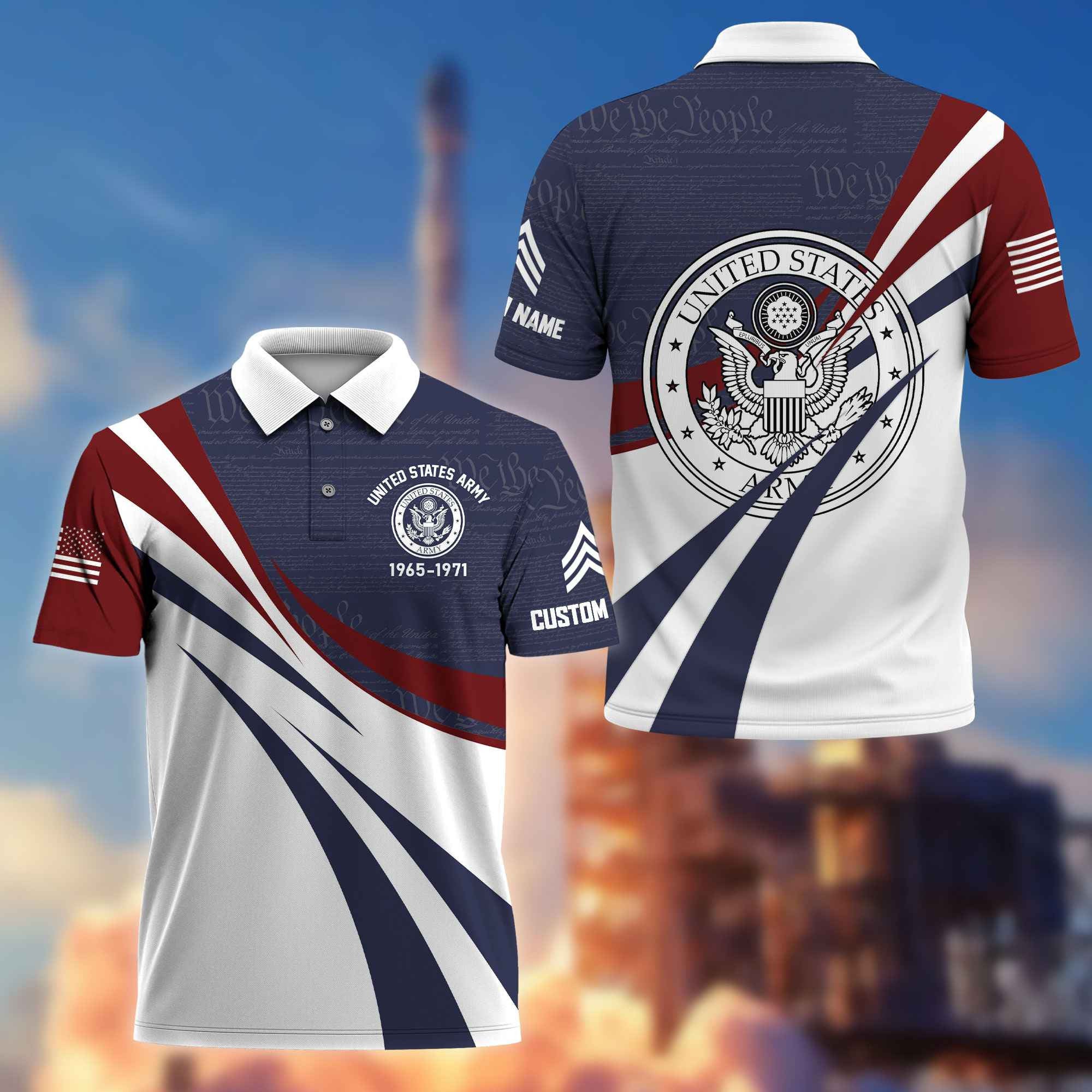 Premium US Army Polo Shirt VPVC217901, Custom Name, Rank, Year, Gifts For Army Veteran, Best Gifts On Father's Day, Armed Forces Day, Independence Day, Veterans Day.