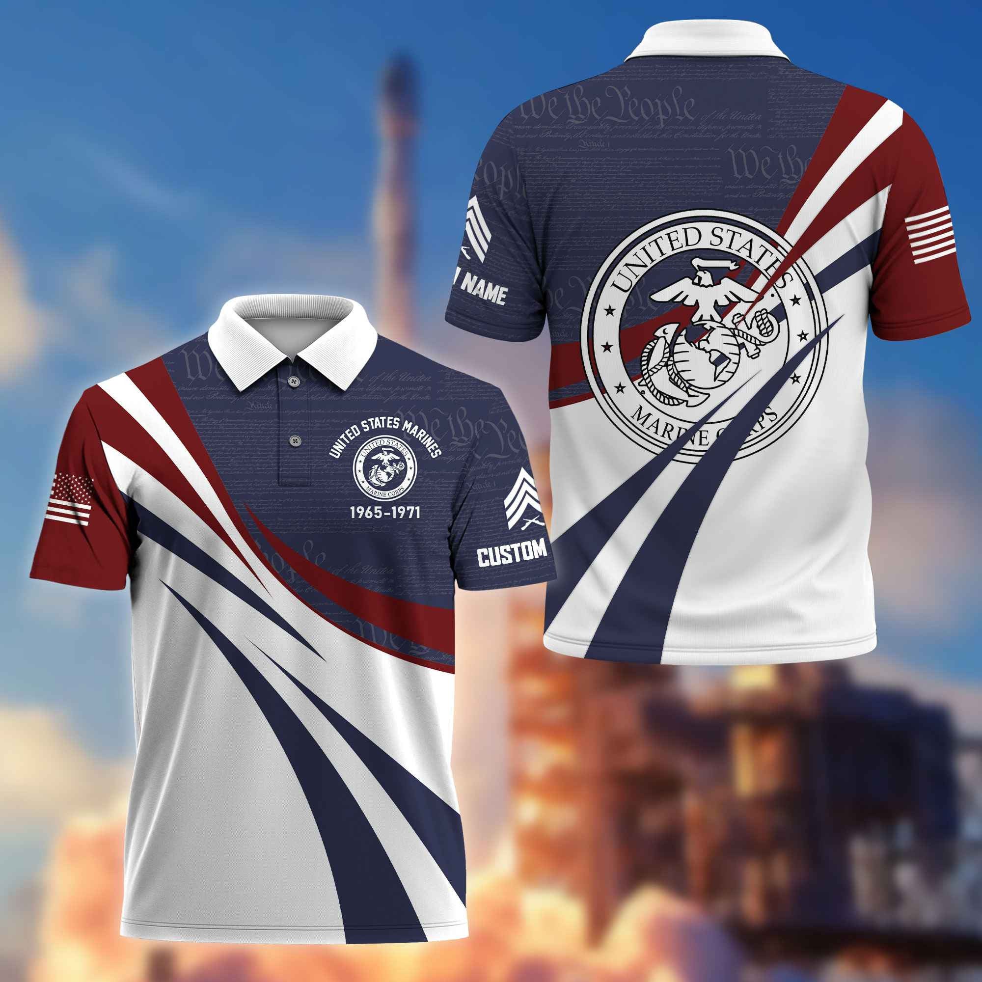 Premium USMC Polo Shirt VPVC217903, Custom Name, Rank, Year, Gifts For Marine Veteran, Best Gifts On Father's Day, Armed Forces Day, Independence Day, Veterans Day.