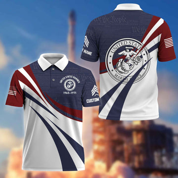 Premium USMC Polo Shirt VPVC217903, Custom Name, Rank, Year, Gifts For Marine Veteran, Best Gifts On Father's Day, Armed Forces Day, Independence Day, Veterans Day.