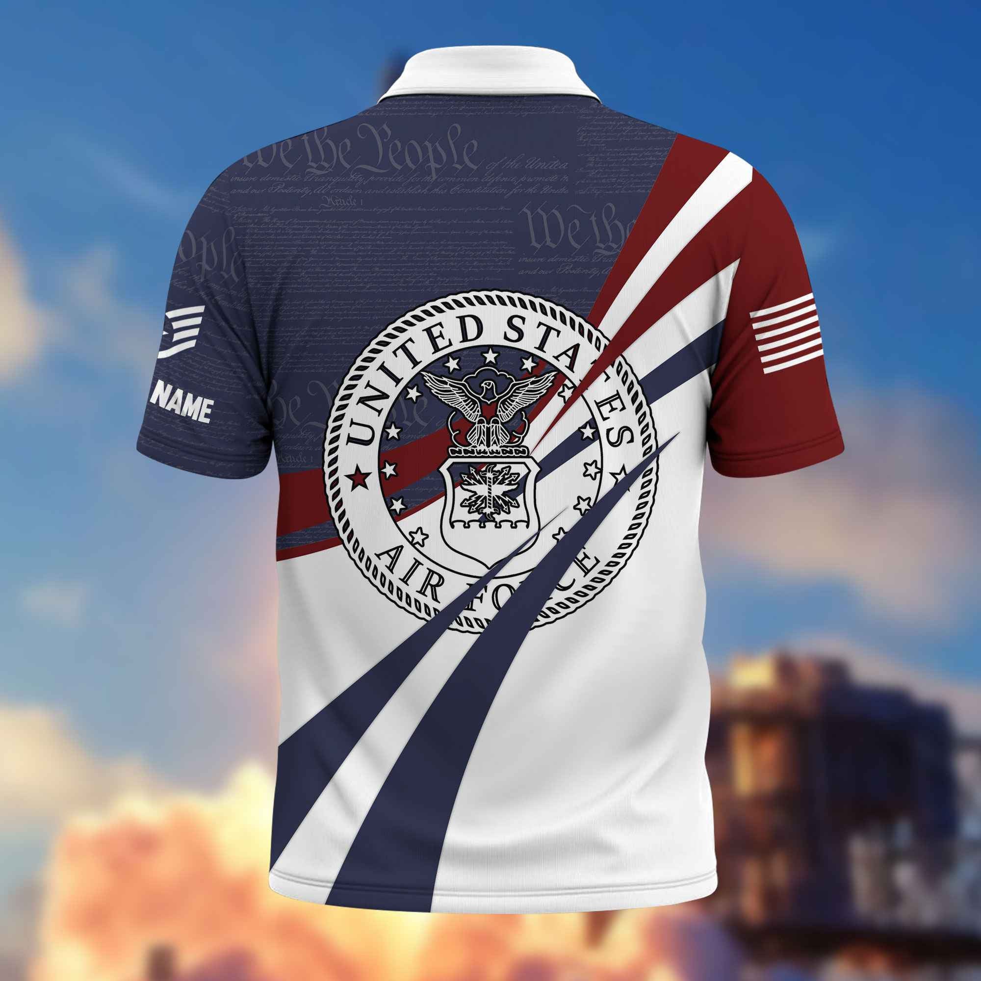 Premium USAF Polo Shirt VPVC217904, Custom Name, Rank, Year, Gifts For Air Force Veteran, Best Gifts On Father's Day, Armed Forces Day, Independence Day, Veterans Day.
