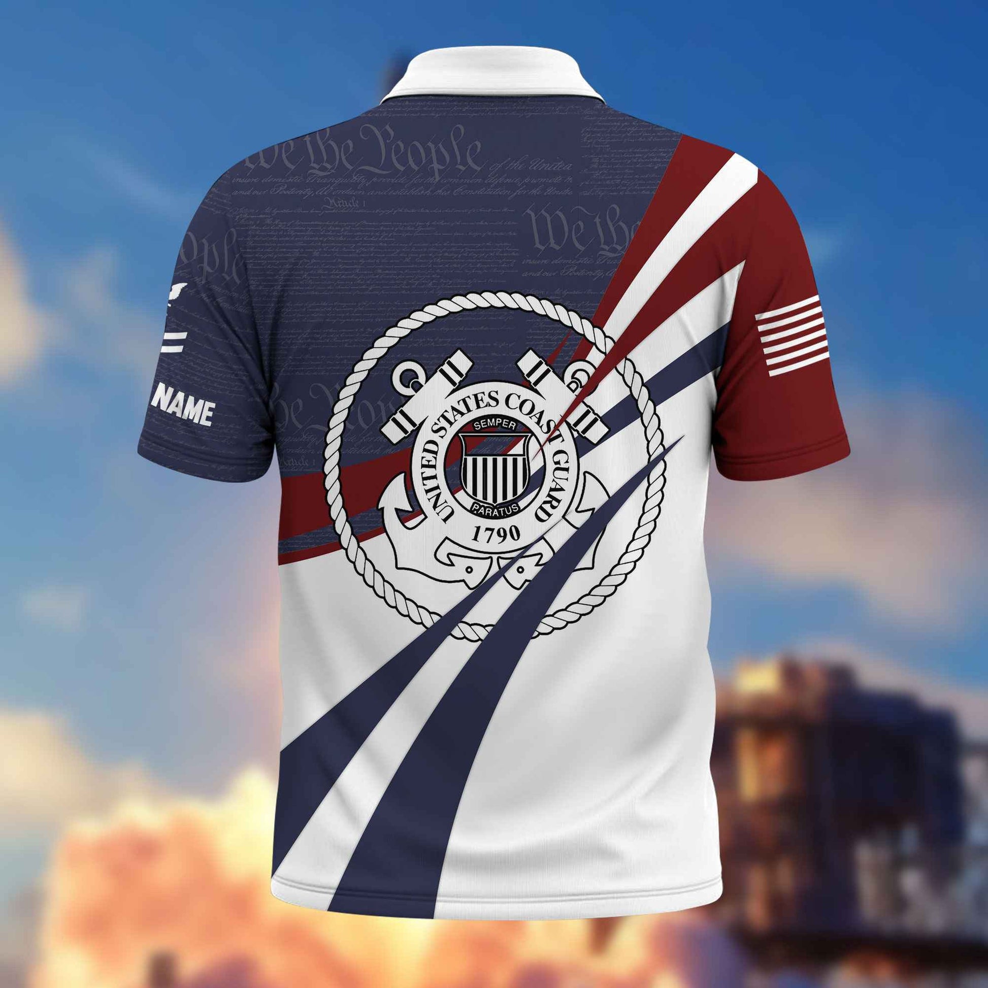 Premium USCG Polo Shirt VPVC217905, Custom Name, Rank, Year, Gifts For Coast Guard Veteran, Best Gifts On Father's Day, Armed Forces Day, Independence Day, Veterans Day.