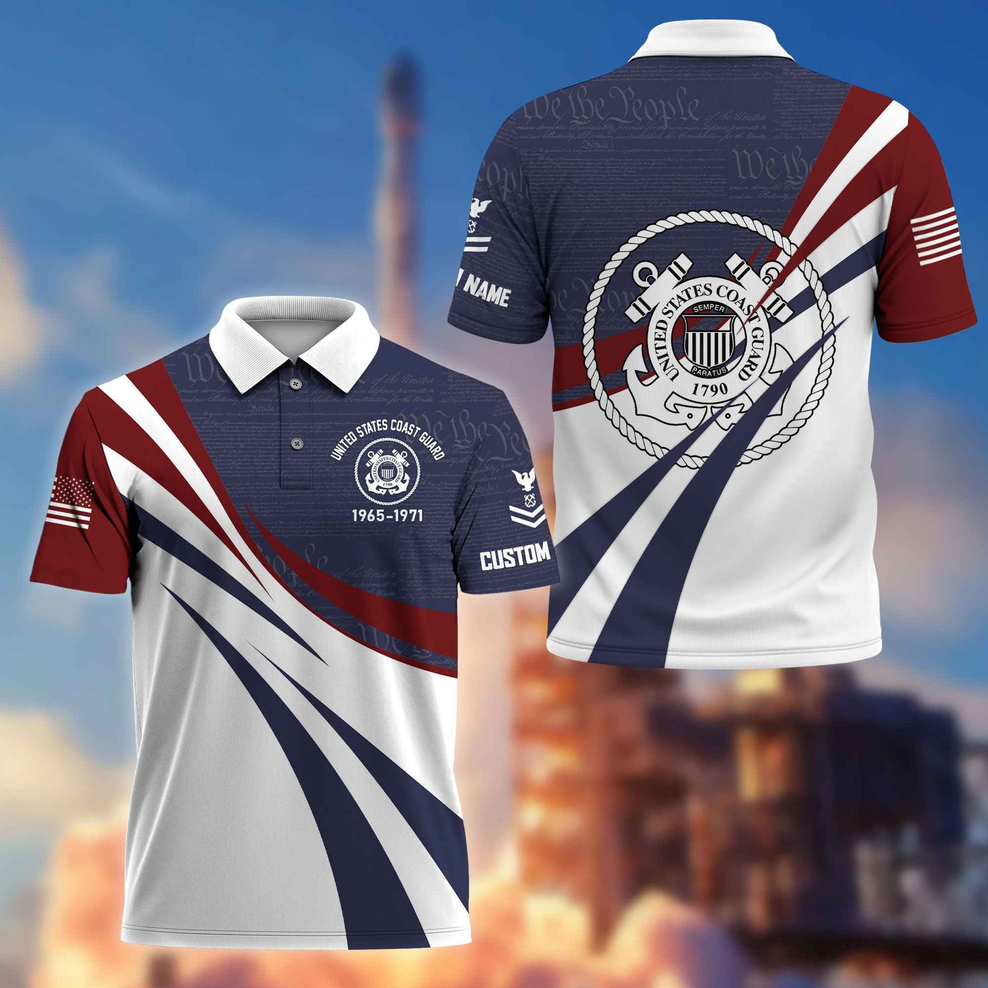 Premium USCG Polo Shirt VPVC217905, Custom Name, Rank, Year, Gifts For Coast Guard Veteran, Best Gifts On Father's Day, Armed Forces Day, Independence Day, Veterans Day.