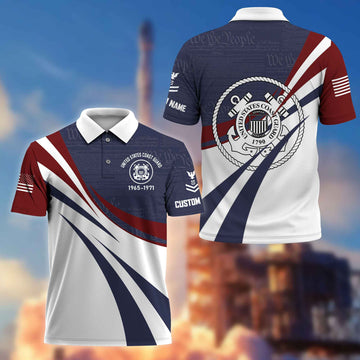 Premium USCG Polo Shirt VPVC217905, Custom Name, Rank, Year, Gifts For Coast Guard Veteran, Best Gifts On Father's Day, Armed Forces Day, Independence Day, Veterans Day.