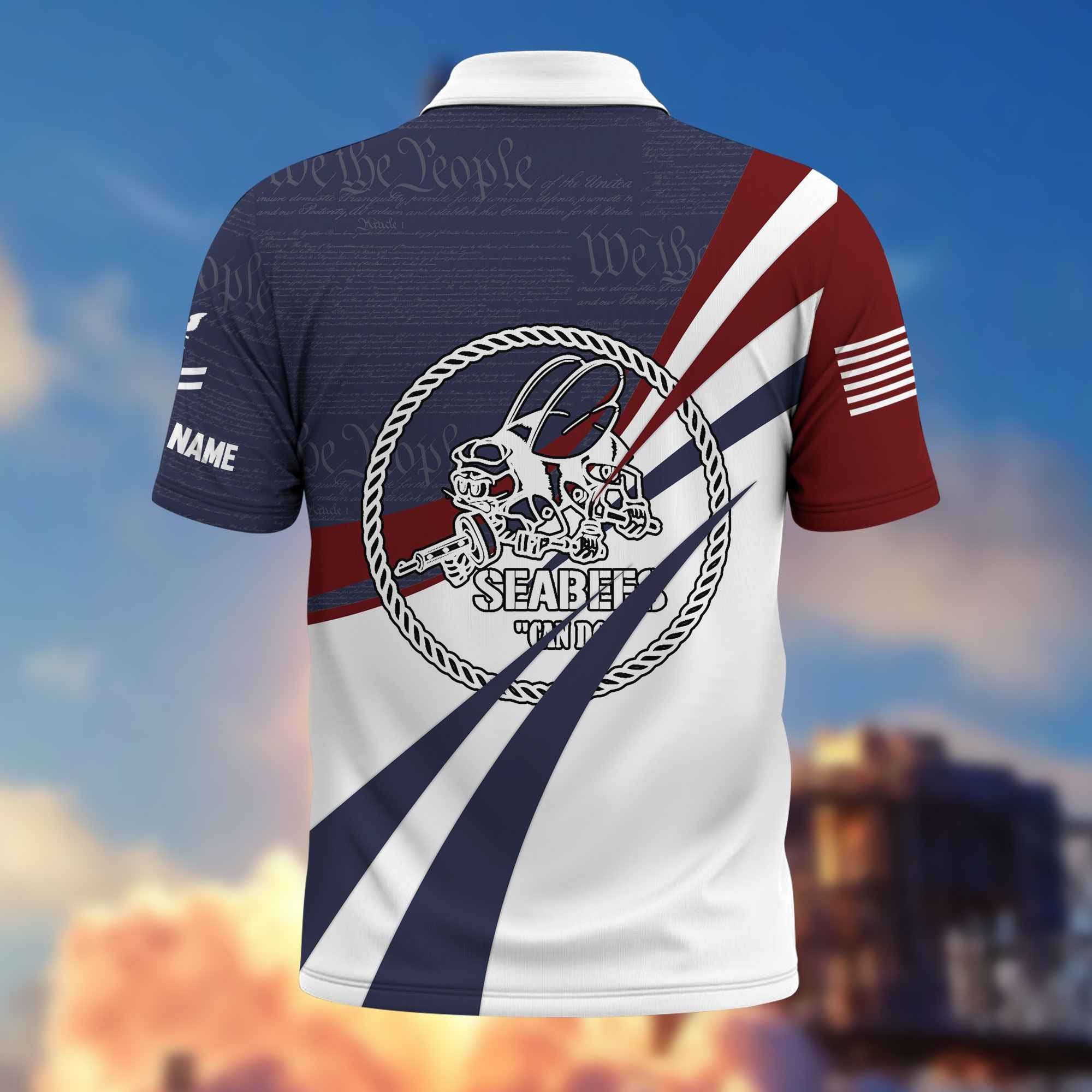 Premium US Seabees Polo Shirt VPVC217909, Custom Name, Rank, Year, Gifts For Seabees Veteran, Best Gifts On Father's Day, Armed Forces Day, Independence Day, Veterans Day.