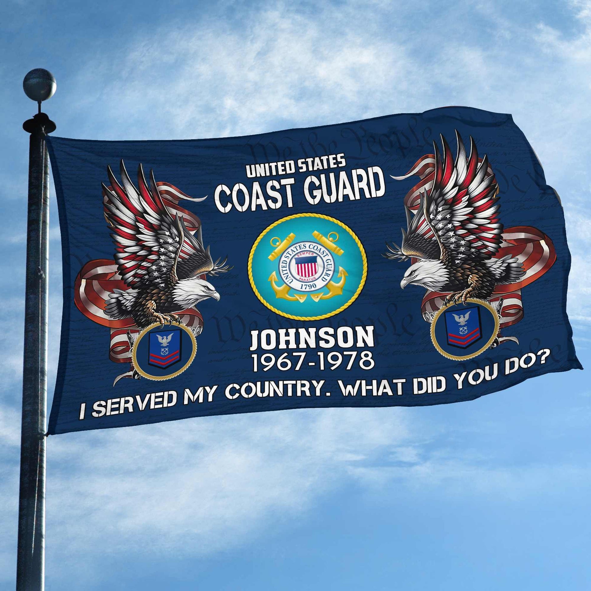 Premium Custom USCG Grommet Flag VPVC108405, Gifts For Coast Guard Veteran, Gifts For Dad, For Husband, Best Gifts On Father's Day, Armed Forces Day, Independence Day, Veterans Day.