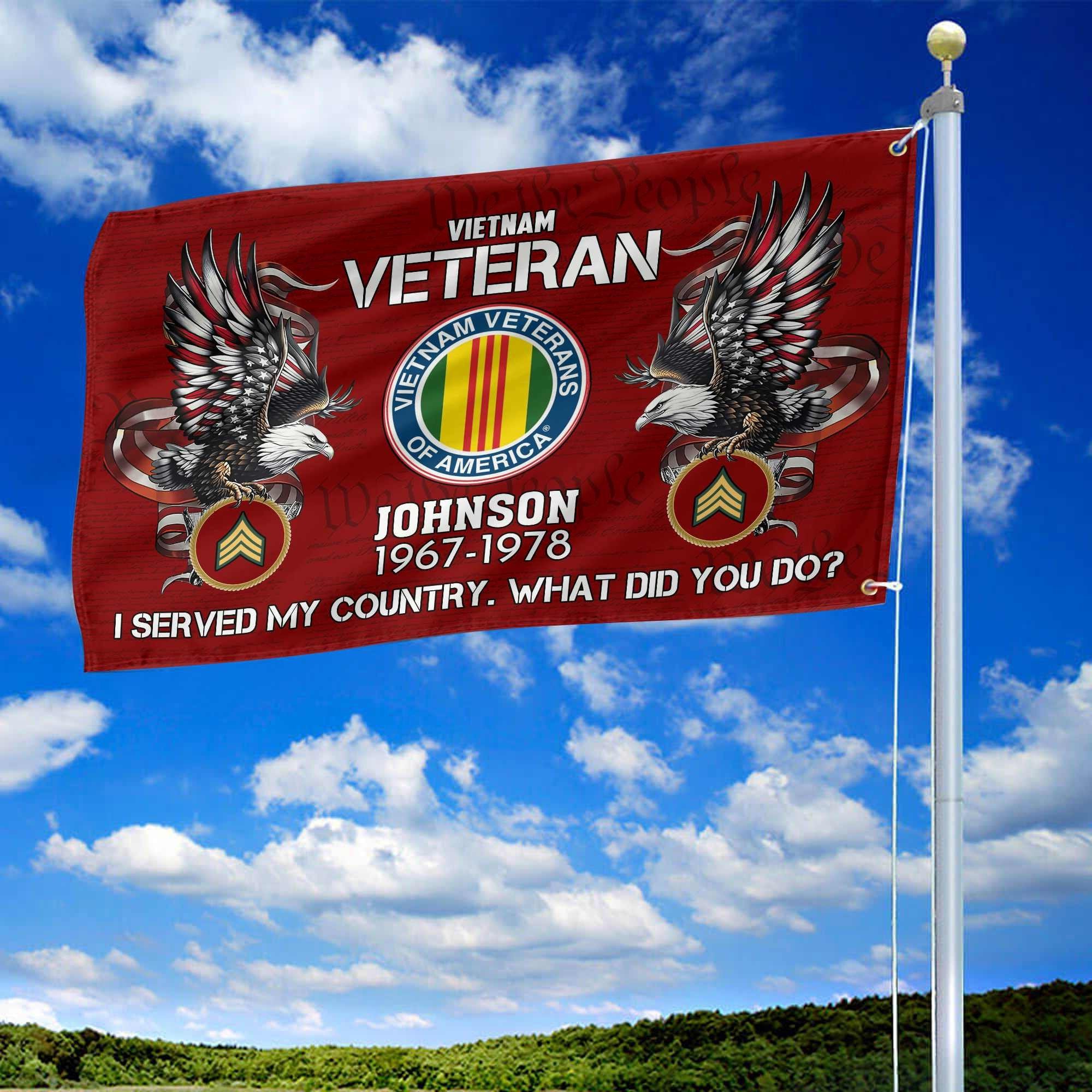 Premium Custom Vietnam Veteran Grommet Flag VPVC108406, Gifts For Vietnam Veteran, Gifts For Dad, For Husband, Best Gifts On Father's Day, Armed Forces Day, Independence Day, Veterans Day.