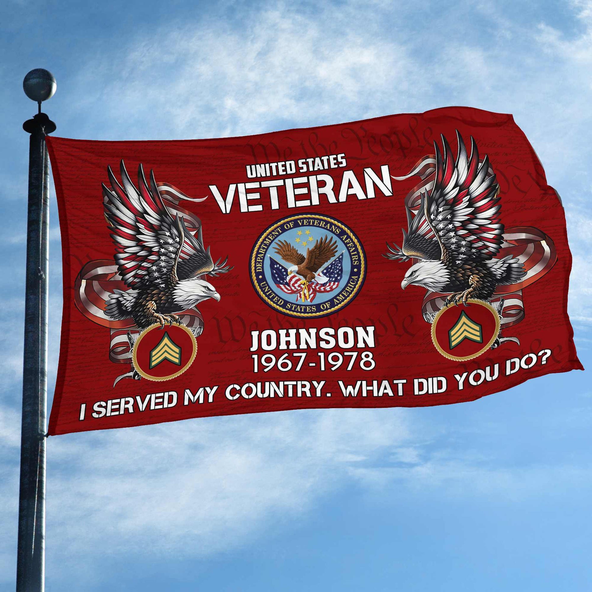 Premium Custom US Veteran Grommet Flag VPVC108407, Gifts For US Veteran, Gifts For Dad, For Husband, Best Gifts On Father's Day, Armed Forces Day, Independence Day, Veterans Day.