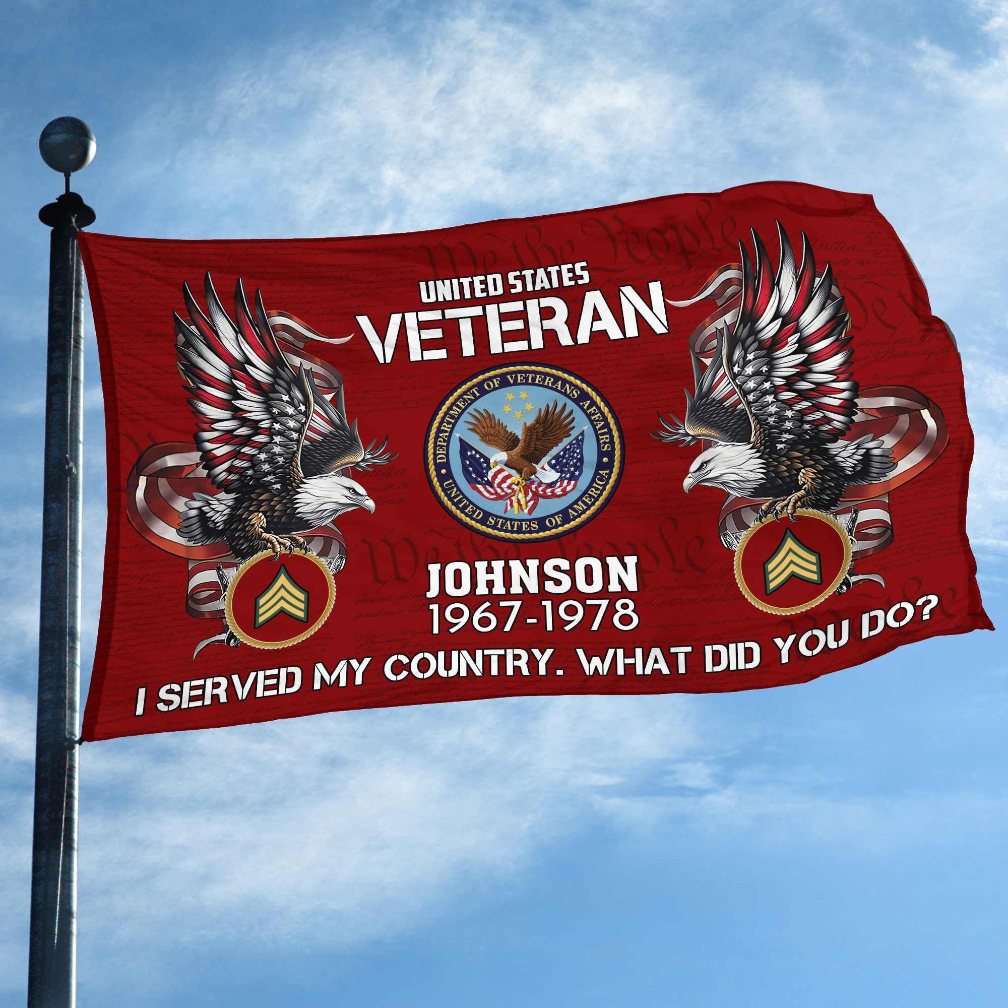 Premium Custom US Veteran Grommet Flag VPVC108407, Gifts For US Veteran, Gifts For Dad, For Husband, Best Gifts On Father's Day, Armed Forces Day, Independence Day, Veterans Day.
