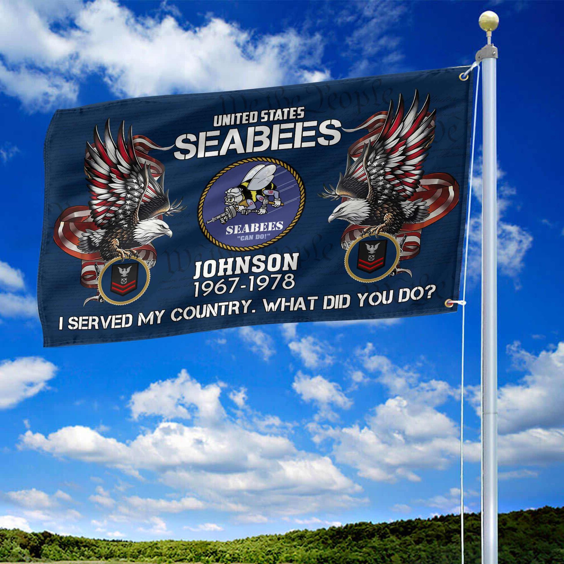 Premium Custom US Seabees Grommet Flag VPVC108409, Gifts For Seabees Veteran, Gifts For Dad, For Husband, Best Gifts On Father's Day, Armed Forces Day, Independence Day, Veterans Day.