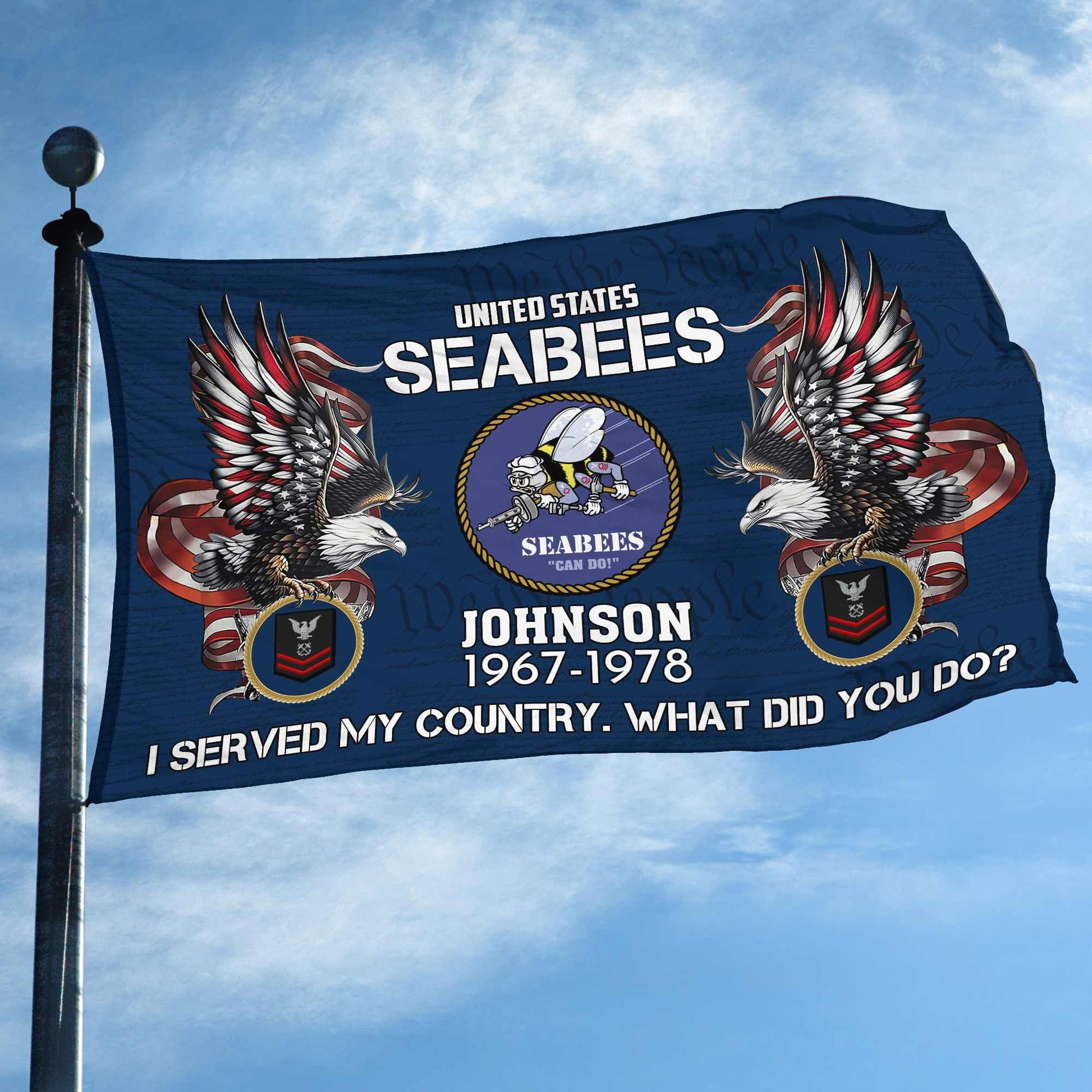Premium Custom US Seabees Grommet Flag VPVC108409, Gifts For Seabees Veteran, Gifts For Dad, For Husband, Best Gifts On Father's Day, Armed Forces Day, Independence Day, Veterans Day.