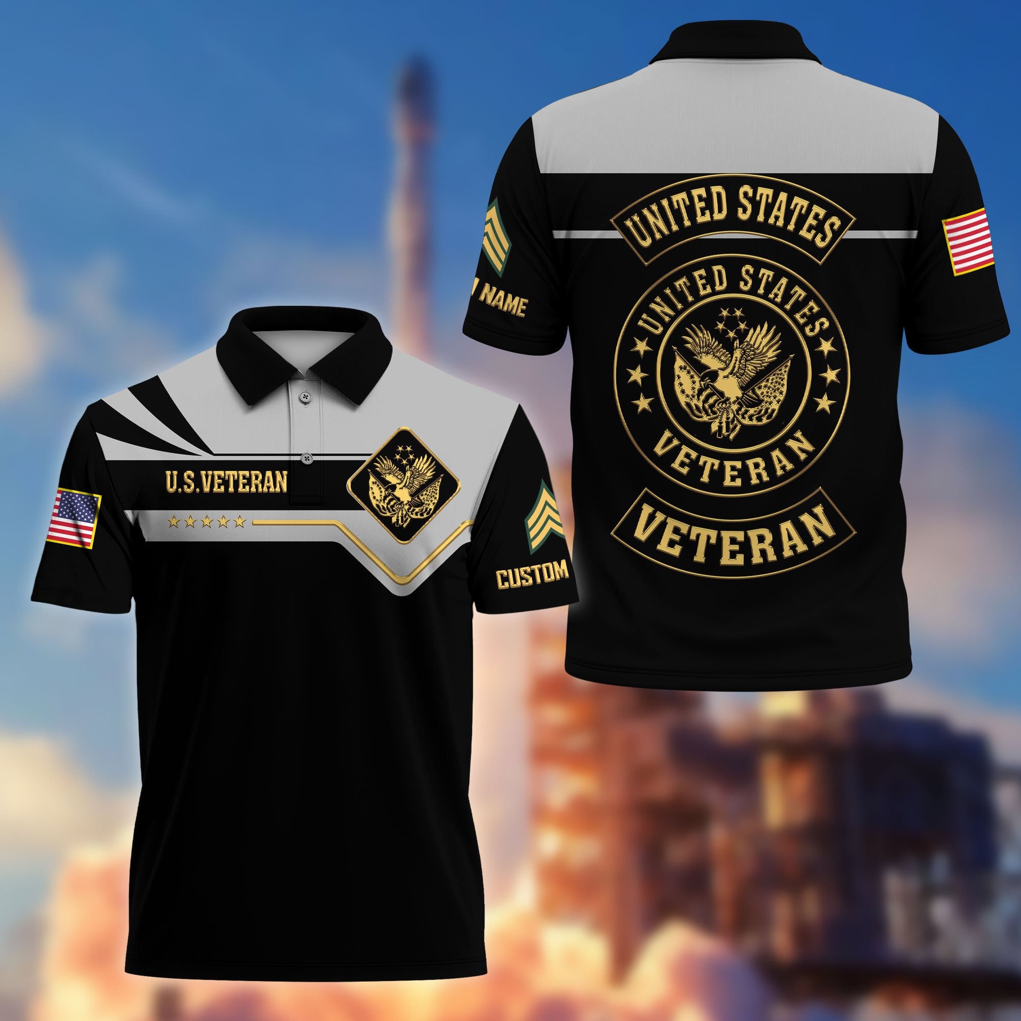 Premium US Veteran Polo Shirt VPVC218007, Custom Name, Rank, Gifts For US Veteran, Best Gifts On Father's Day, Armed Forces Day, Independence Day, Veterans Day.