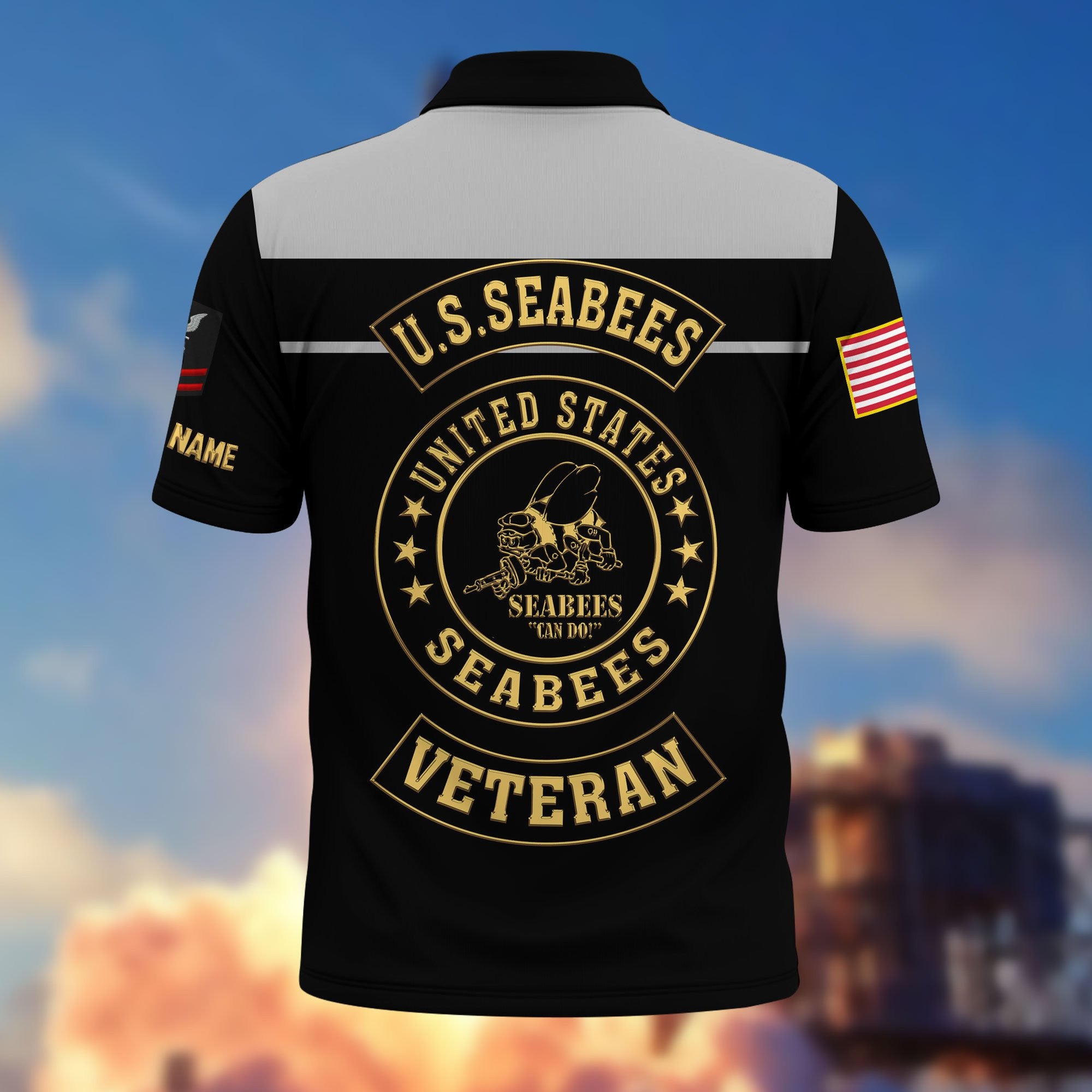 Premium US Seabees Polo Shirt VPVC218009, Custom Name, Rank, Gifts For Seabees Veteran, Best Gifts On Father's Day, Armed Forces Day, Independence Day, Veterans Day.