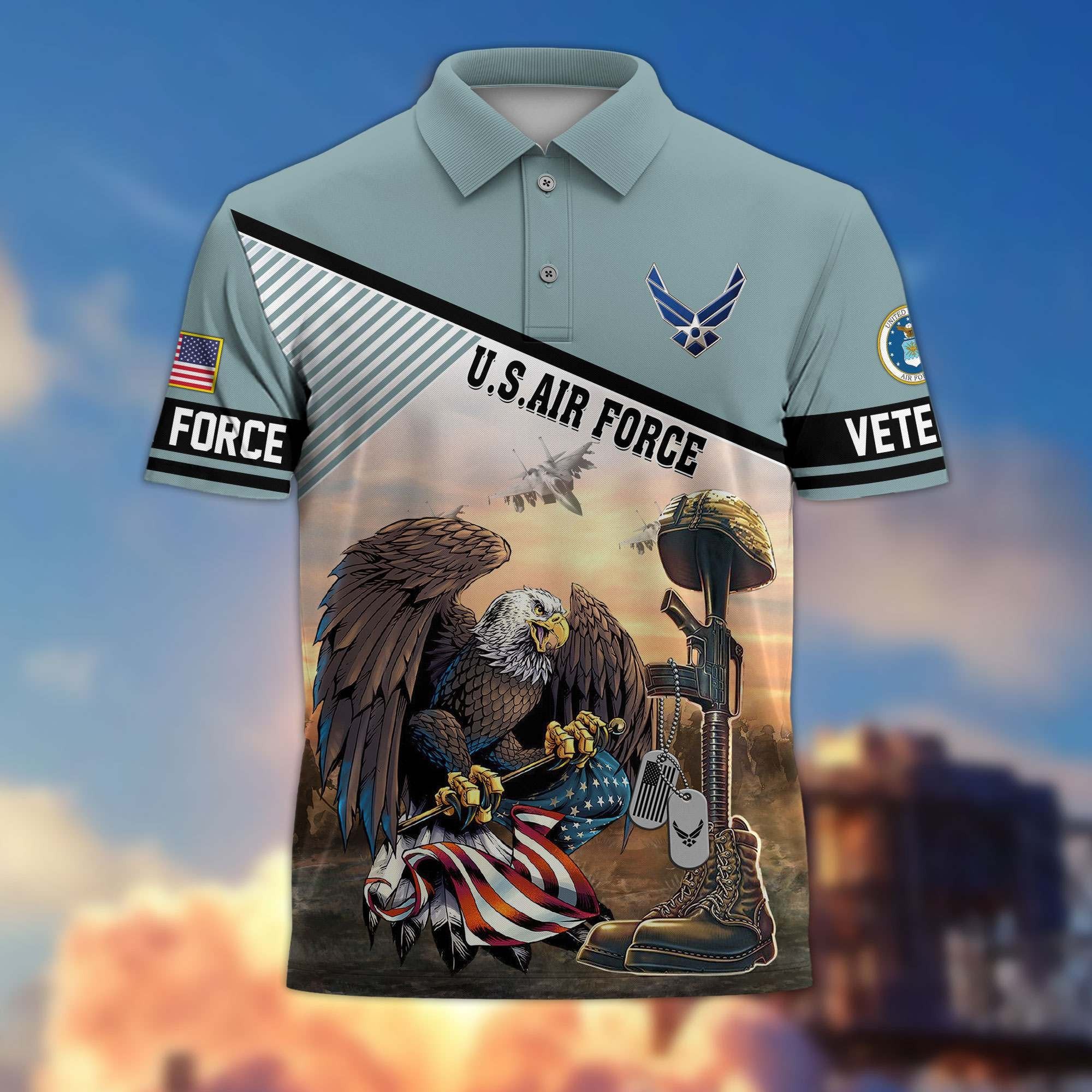 Premium US Veterans Polo Shirt BPHN100412, Gifts For US Veterans, Gifts On Memorial Day, Father's Day, Armed Forces Day, Veterans Day.