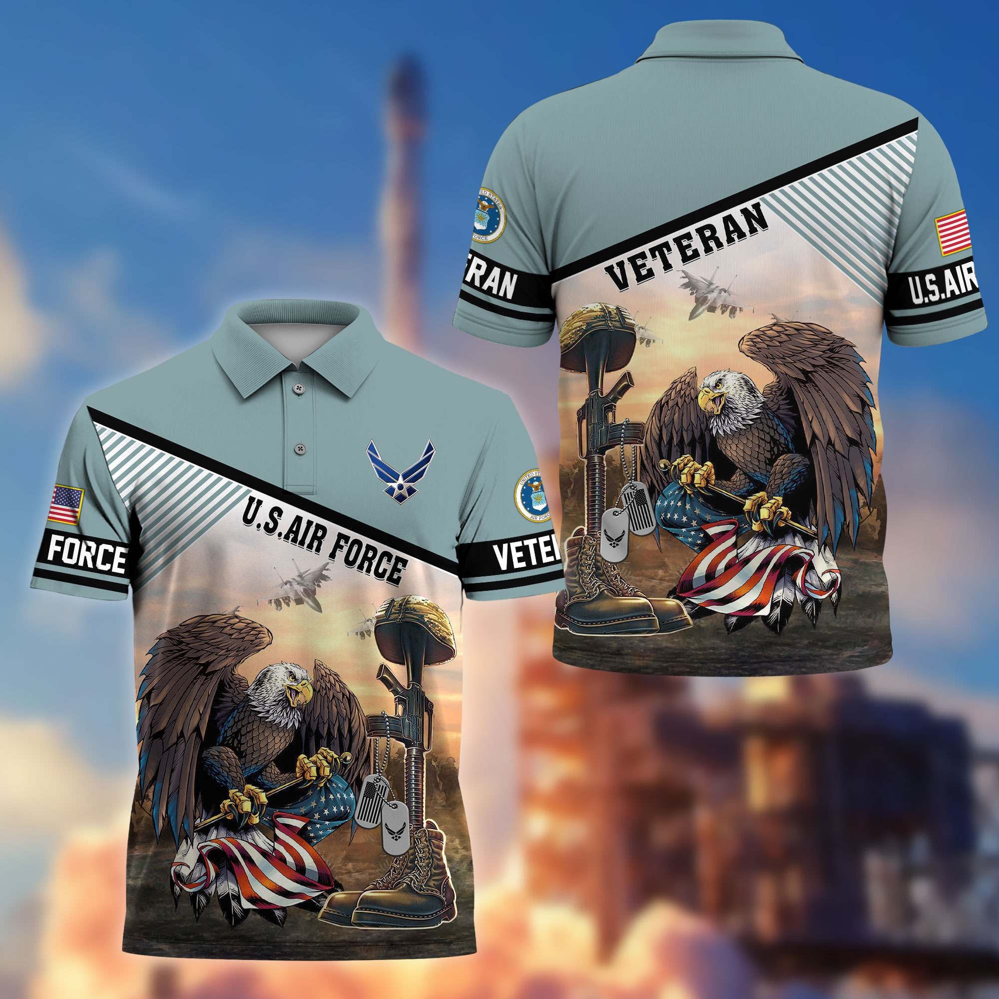 Premium US Veterans Polo Shirt BPHN100412, Gifts For US Veterans, Gifts On Memorial Day, Father's Day, Armed Forces Day, Veterans Day.