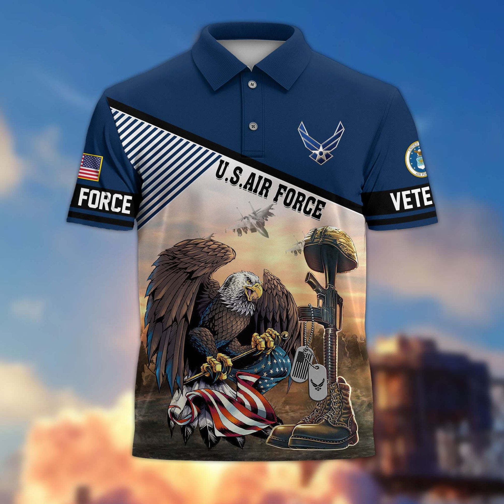 Premium US Veterans Polo Shirt BPHN100412, Gifts For US Veterans, Gifts On Memorial Day, Father's Day, Armed Forces Day, Veterans Day.