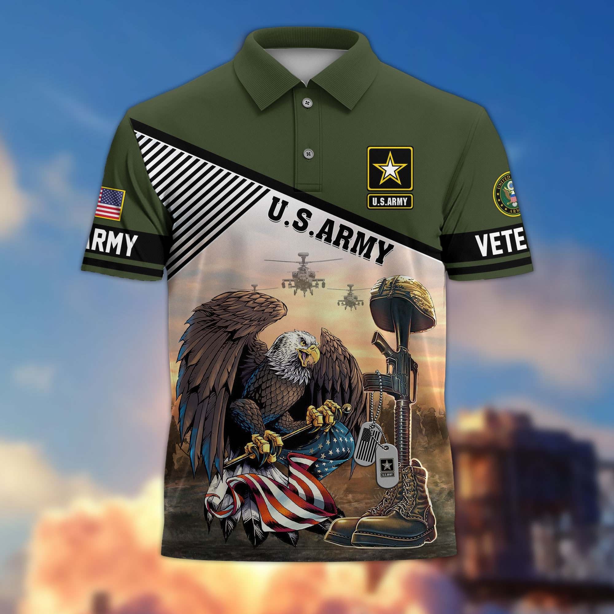 Premium US Veterans Polo Shirt BPHN100412, Gifts For US Veterans, Gifts On Memorial Day, Father's Day, Armed Forces Day, Veterans Day.
