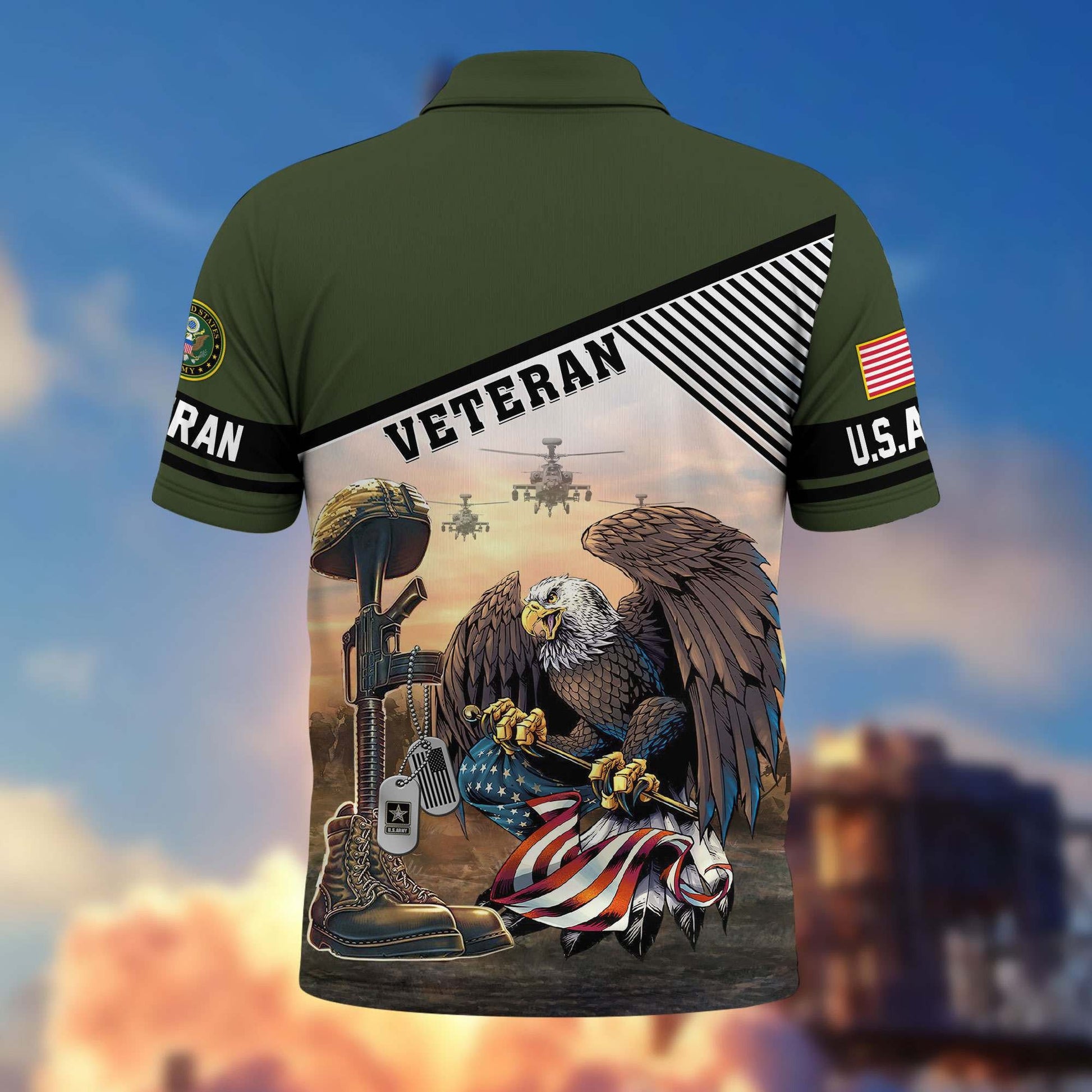 Premium US Veterans Polo Shirt BPHN100412, Gifts For US Veterans, Gifts On Memorial Day, Father's Day, Armed Forces Day, Veterans Day.