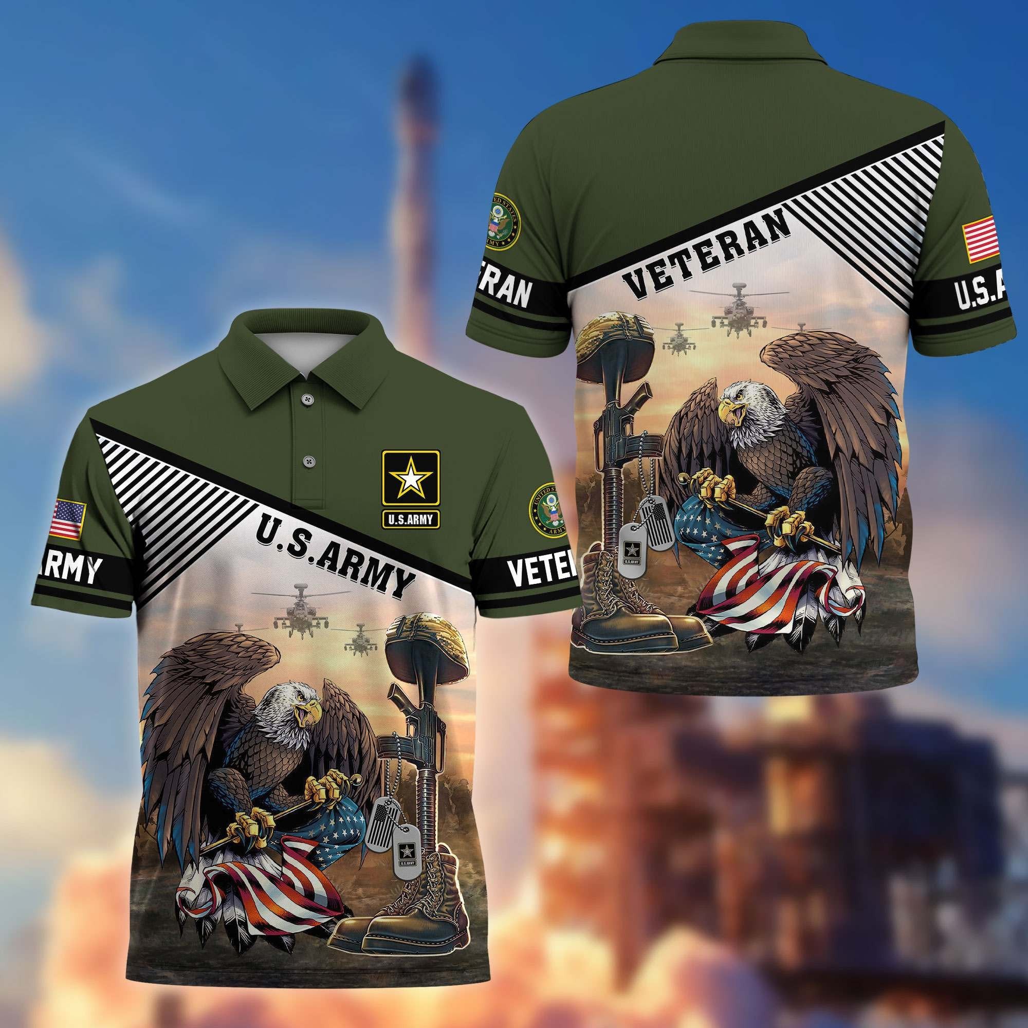 Premium US Veterans Polo Shirt BPHN100412, Gifts For US Veterans, Gifts On Memorial Day, Father's Day, Armed Forces Day, Veterans Day.