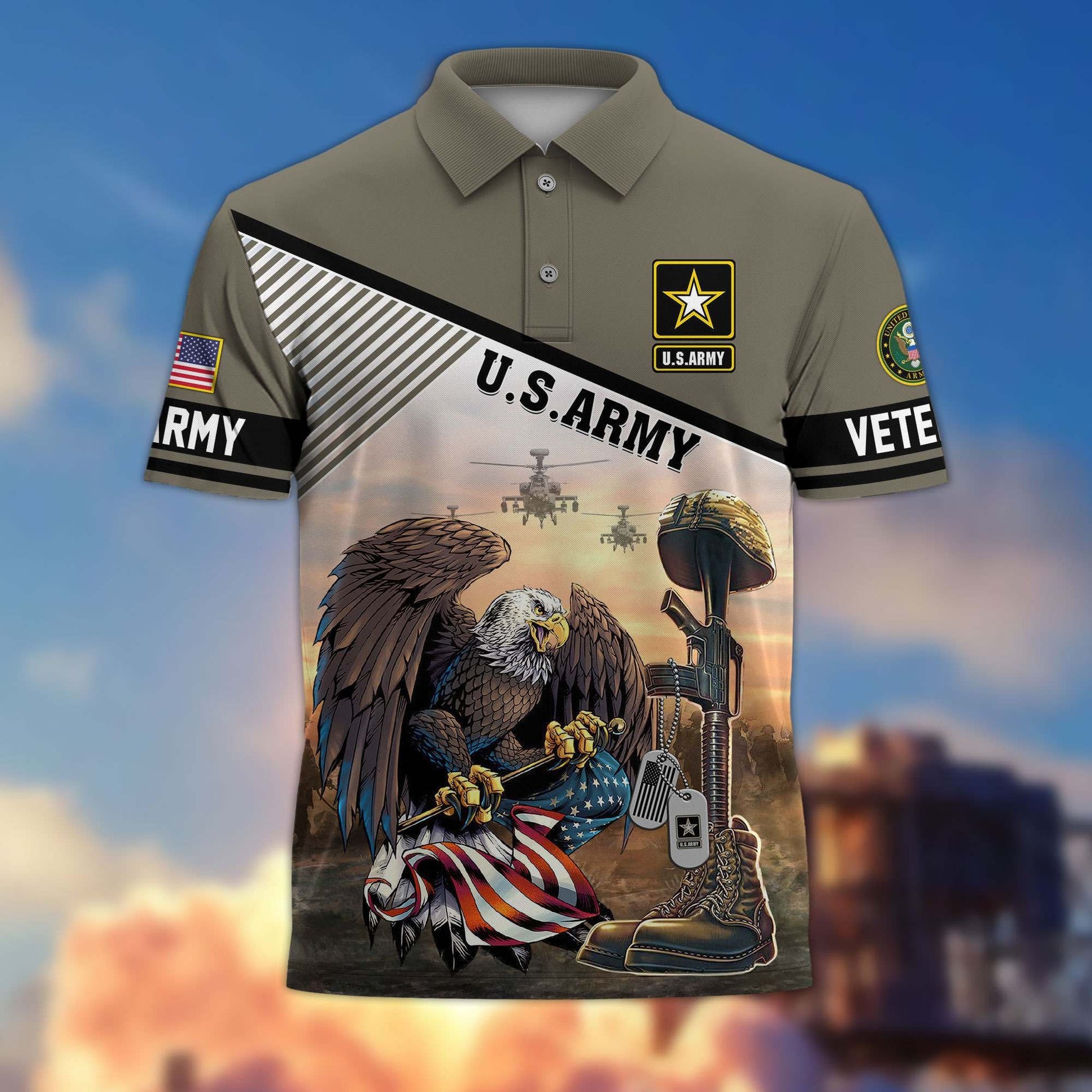 Premium US Veterans Polo Shirt BPHN100412, Gifts For US Veterans, Gifts On Memorial Day, Father's Day, Armed Forces Day, Veterans Day.