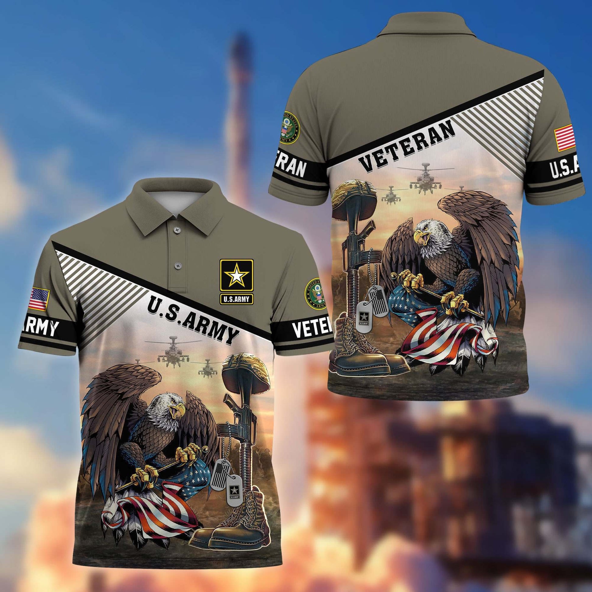 Premium US Veterans Polo Shirt BPHN100412, Gifts For US Veterans, Gifts On Memorial Day, Father's Day, Armed Forces Day, Veterans Day.
