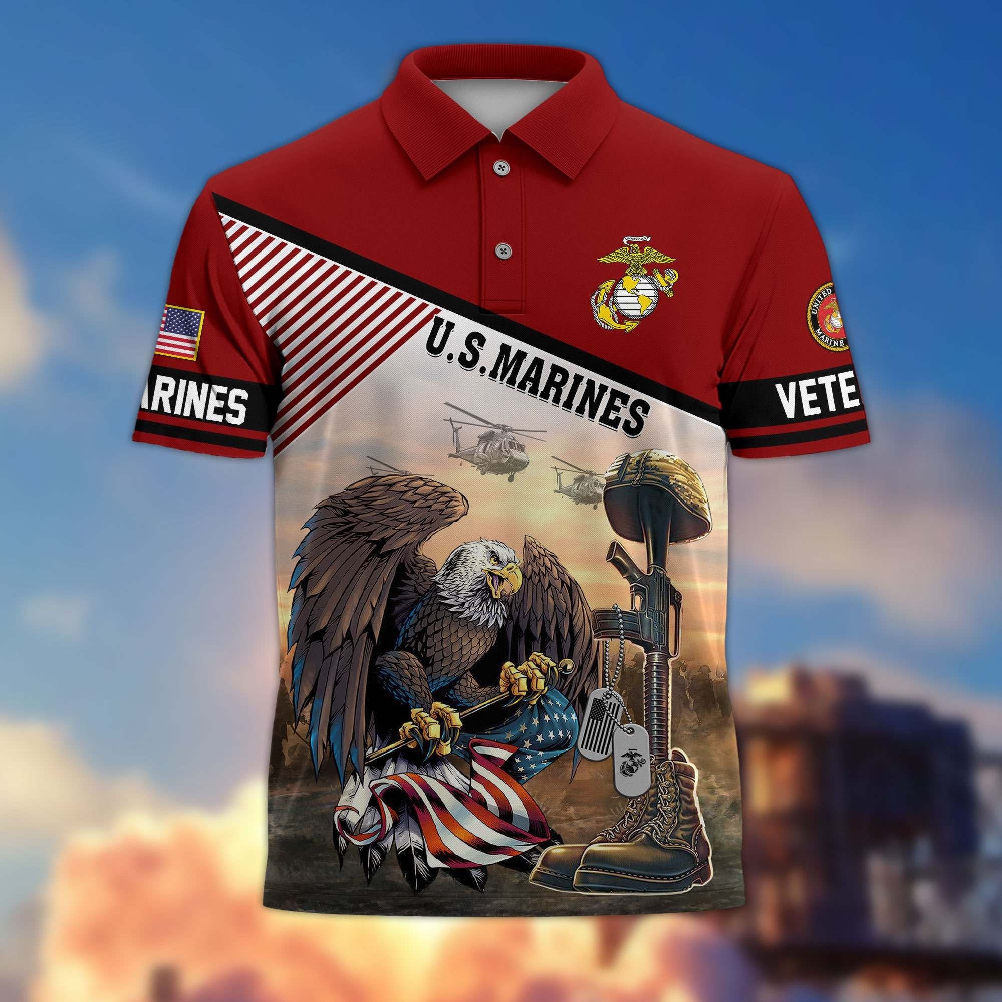 Premium US Veterans Polo Shirt BPHN100412, Gifts For US Veterans, Gifts On Memorial Day, Father's Day, Armed Forces Day, Veterans Day.