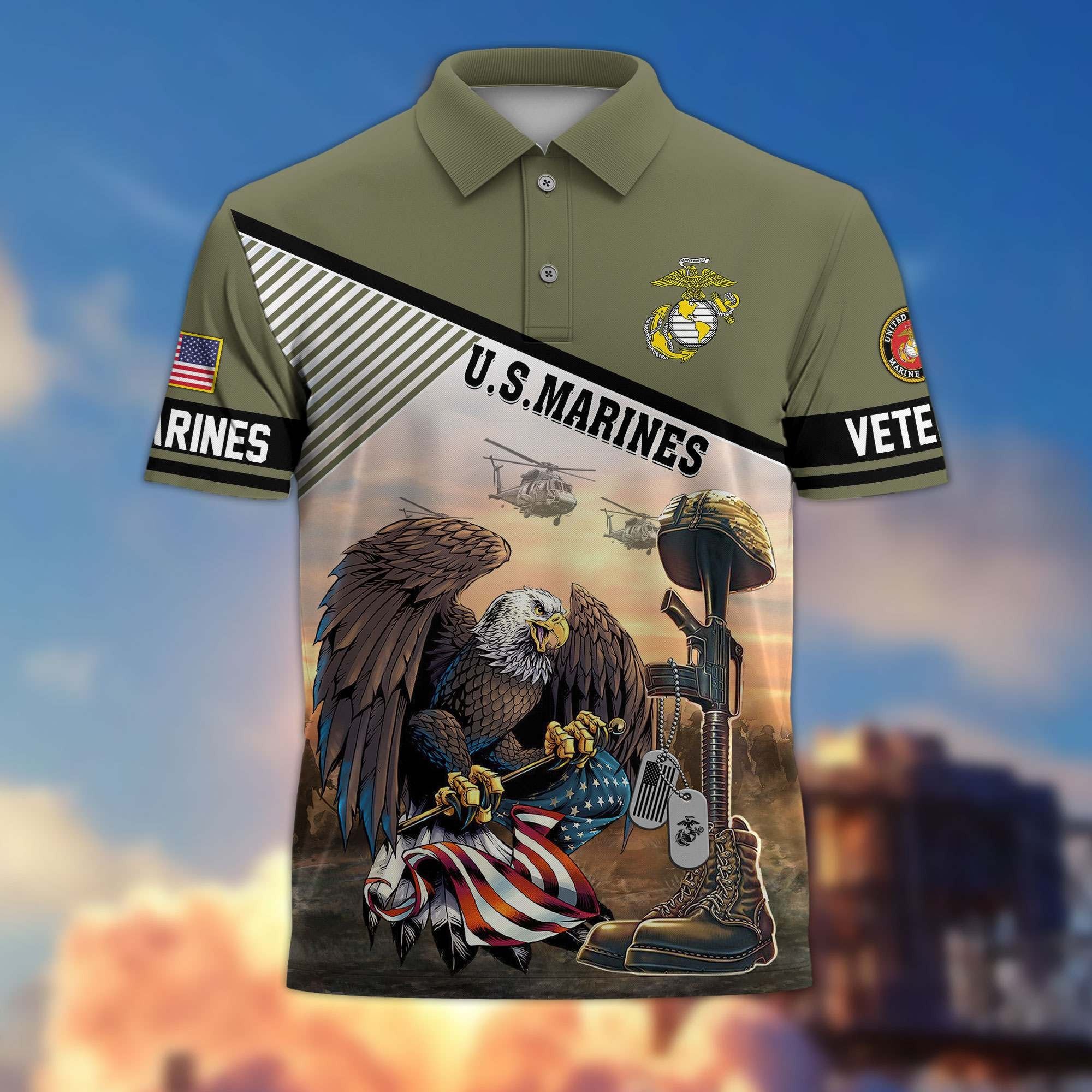 Premium US Veterans Polo Shirt BPHN100412, Gifts For US Veterans, Gifts On Memorial Day, Father's Day, Armed Forces Day, Veterans Day.