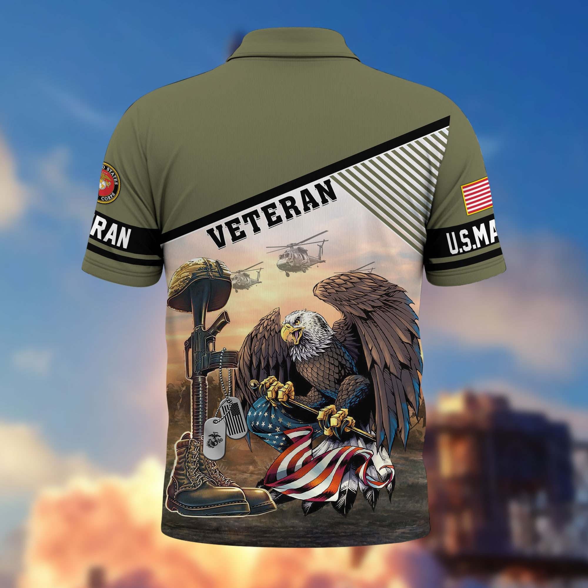 Premium US Veterans Polo Shirt BPHN100412, Gifts For US Veterans, Gifts On Memorial Day, Father's Day, Armed Forces Day, Veterans Day.