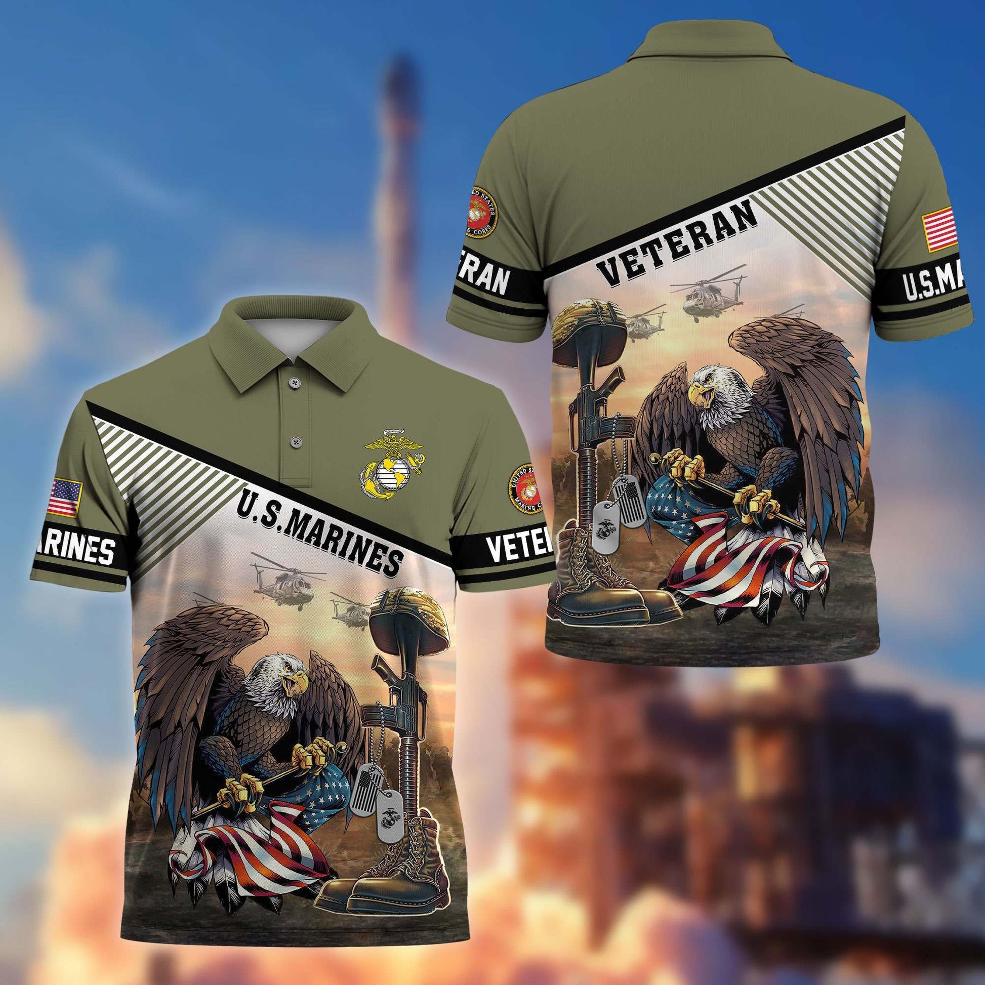 Premium US Veterans Polo Shirt BPHN100412, Gifts For US Veterans, Gifts On Memorial Day, Father's Day, Armed Forces Day, Veterans Day.