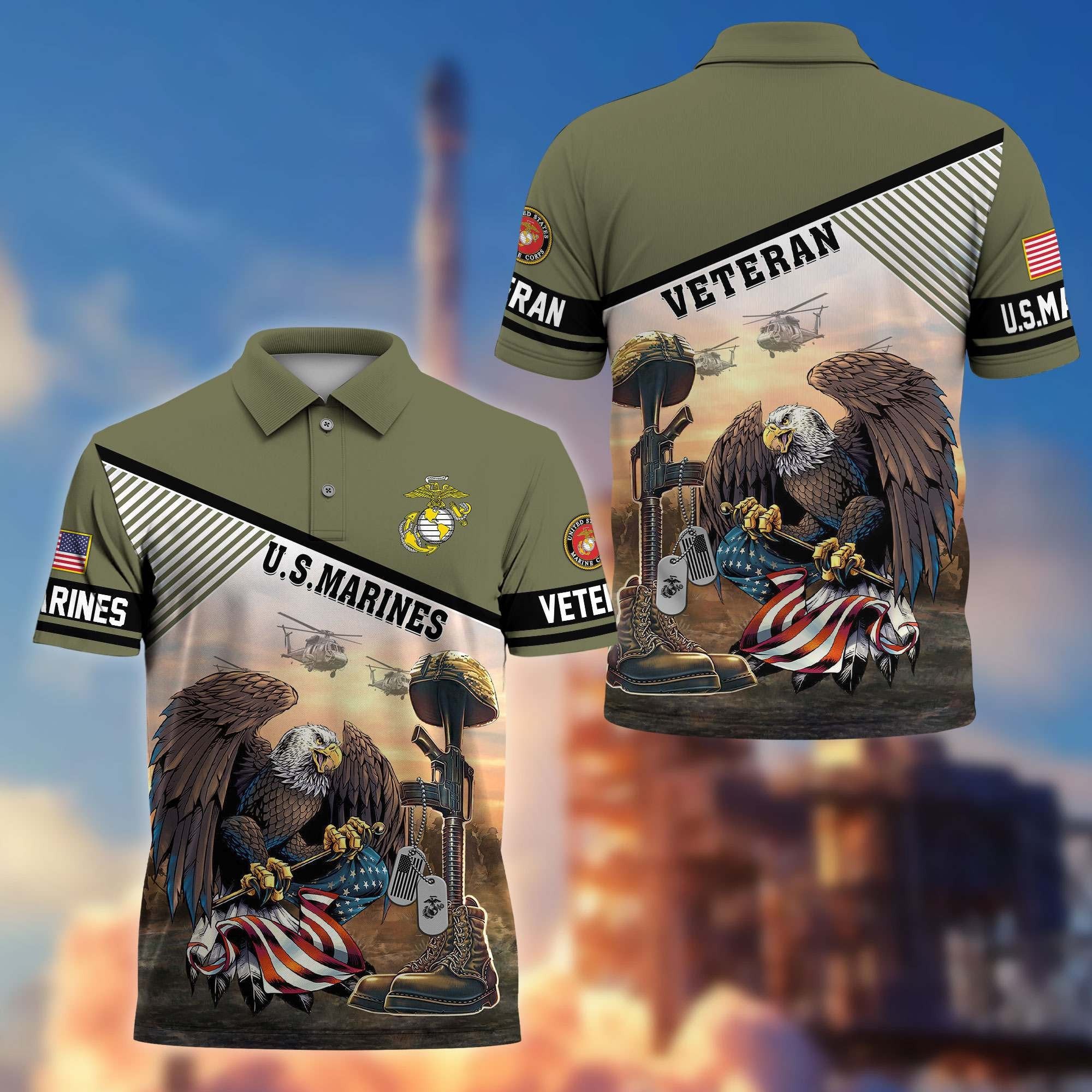Premium US Veterans Polo Shirt BPHN100412, Gifts For US Veterans, Gifts On Memorial Day, Father's Day, Armed Forces Day, Veterans Day.