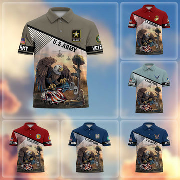 Premium US Veterans Polo Shirt BPHN100412, Gifts For US Veterans, Gifts On Memorial Day, Father's Day, Armed Forces Day, Veterans Day.