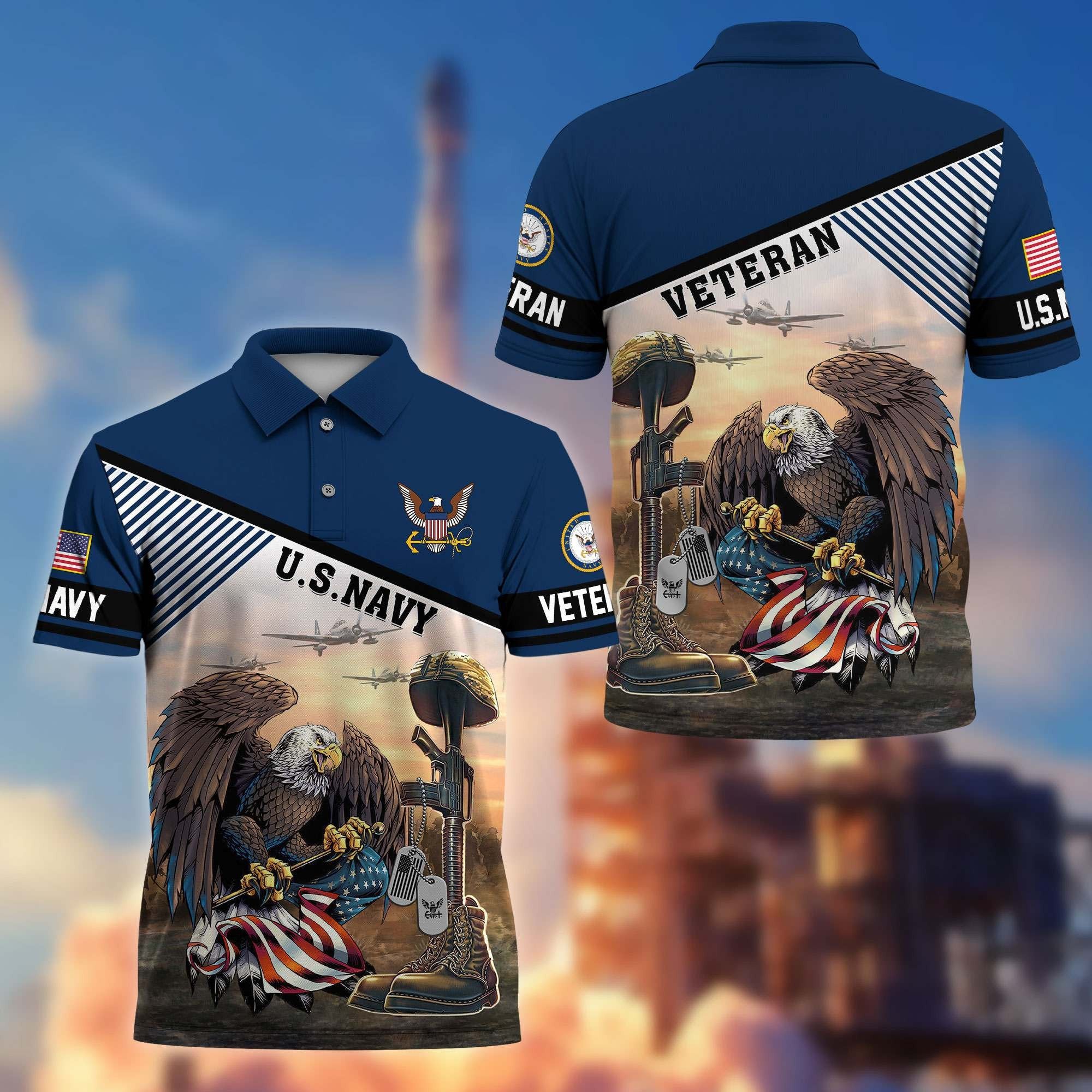 Premium US Veterans Polo Shirt BPHN100412, Gifts For US Veterans, Gifts On Memorial Day, Father's Day, Armed Forces Day, Veterans Day.