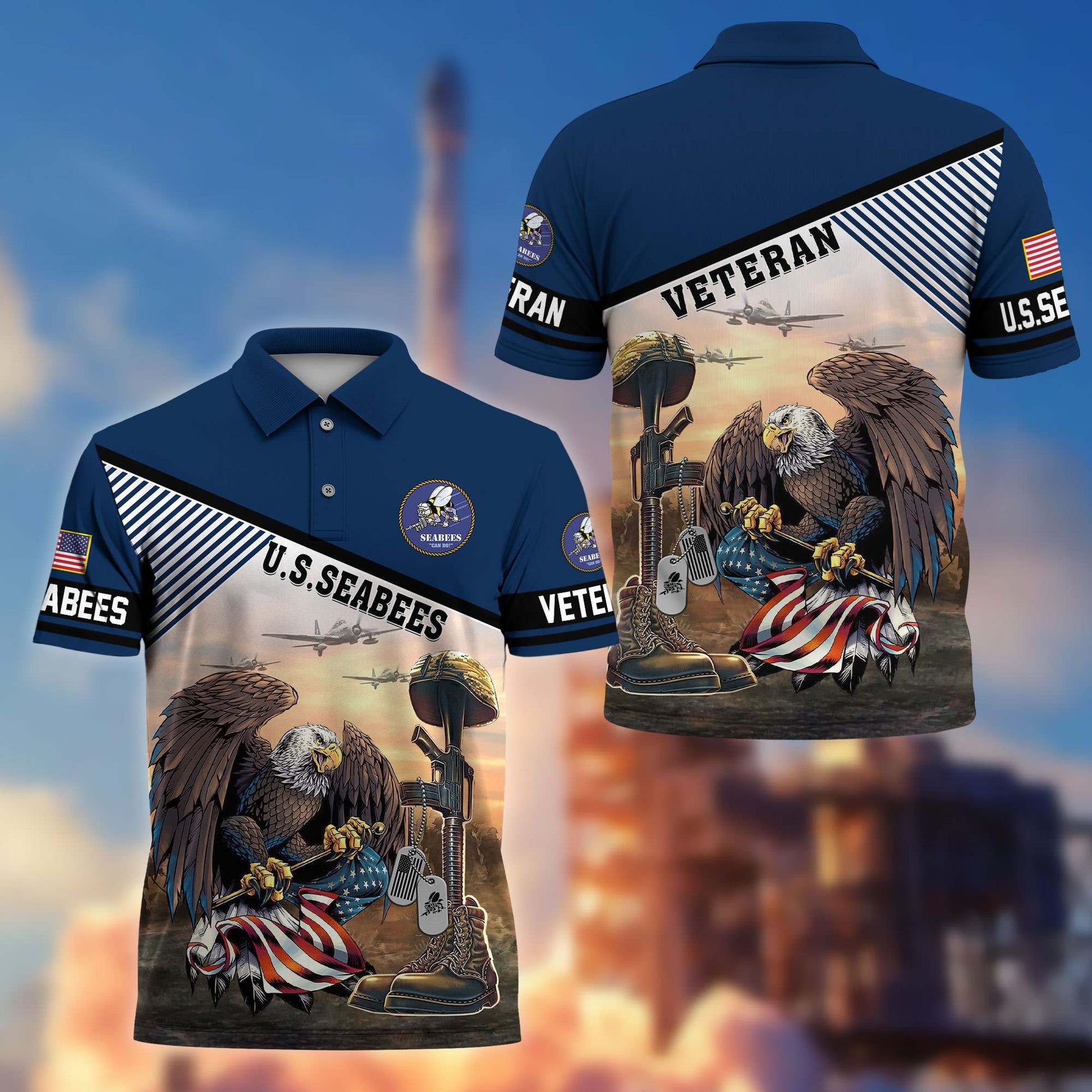 Premium US Veterans Polo Shirt BPHN100412, Gifts For US Veterans, Gifts On Memorial Day, Father's Day, Armed Forces Day, Veterans Day.