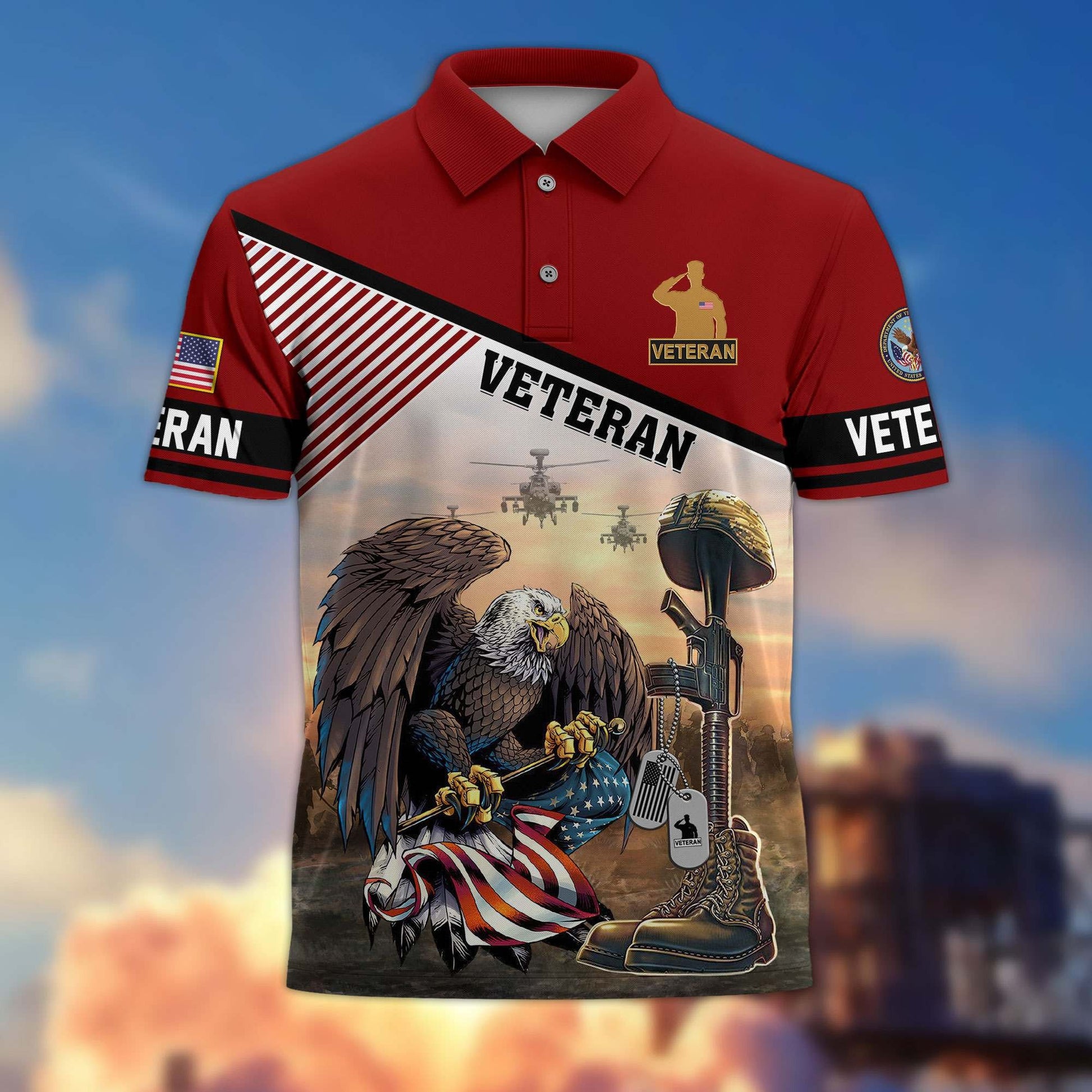 Premium US Veterans Polo Shirt BPHN100412, Gifts For US Veterans, Gifts On Memorial Day, Father's Day, Armed Forces Day, Veterans Day.