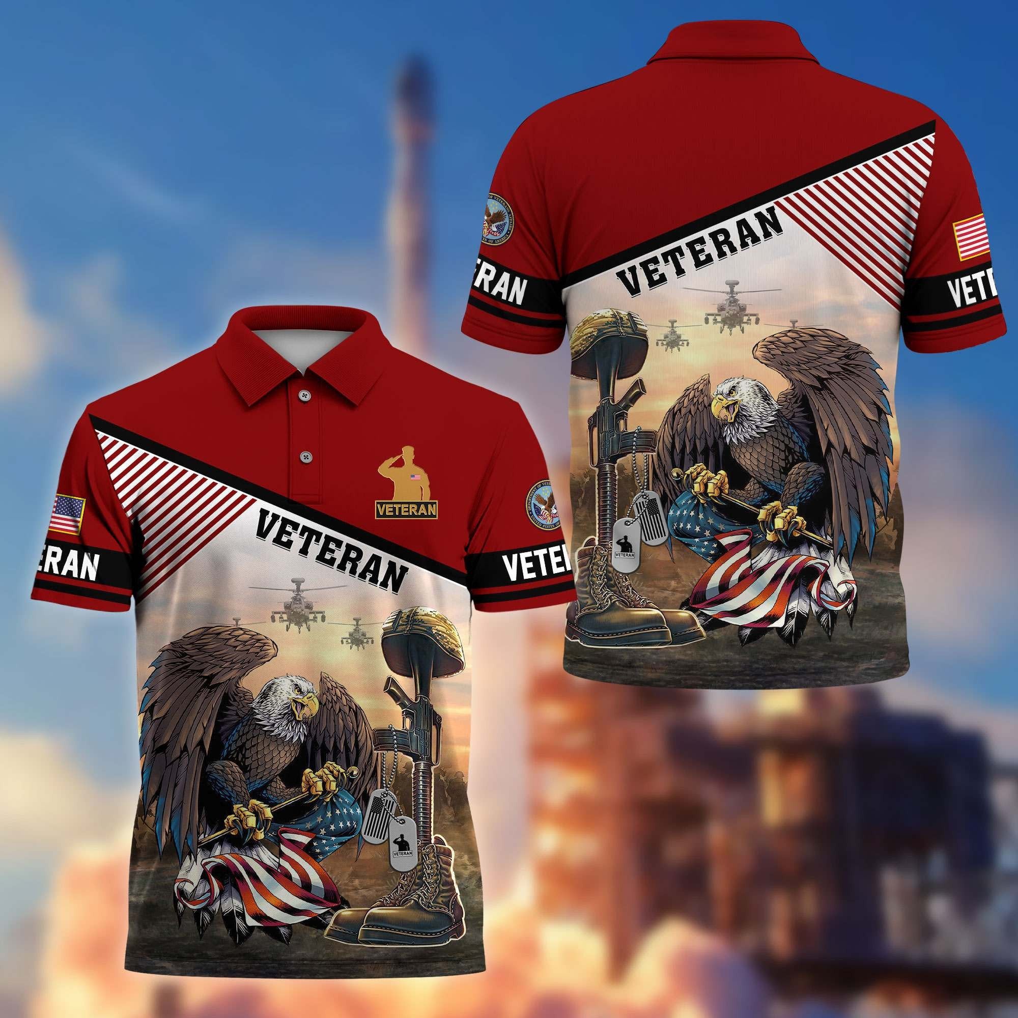 Premium US Veterans Polo Shirt BPHN100412, Gifts For US Veterans, Gifts On Memorial Day, Father's Day, Armed Forces Day, Veterans Day.