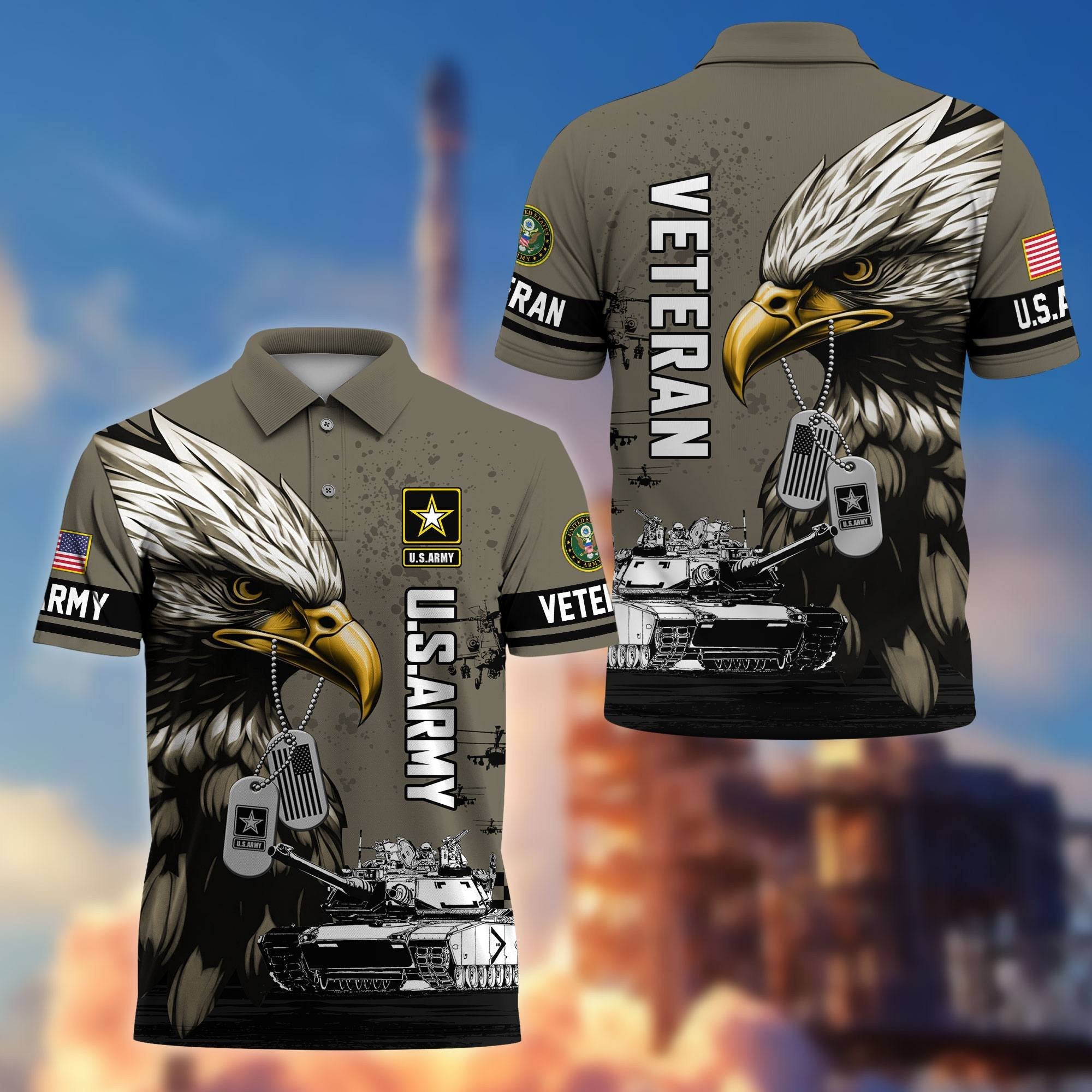 Premium US Veterans Polo Shirt BPHN230412, Gifts For US Veterans, Gifts On Memorial Day, Father's Day, Armed Forces Day, Veterans Day.