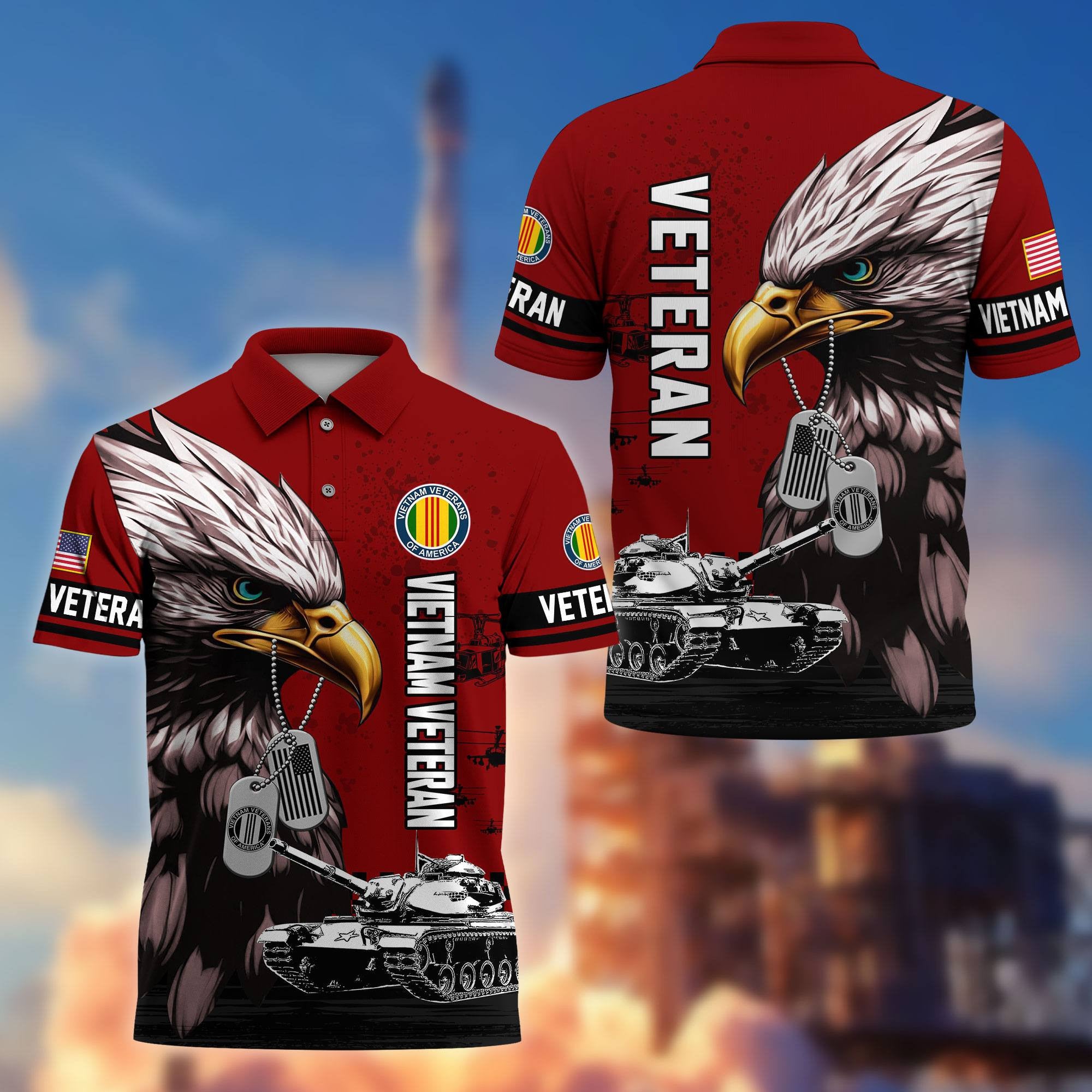 Premium US Veterans Polo Shirt BPHN230412, Gifts For US Veterans, Gifts On Memorial Day, Father's Day, Armed Forces Day, Veterans Day.