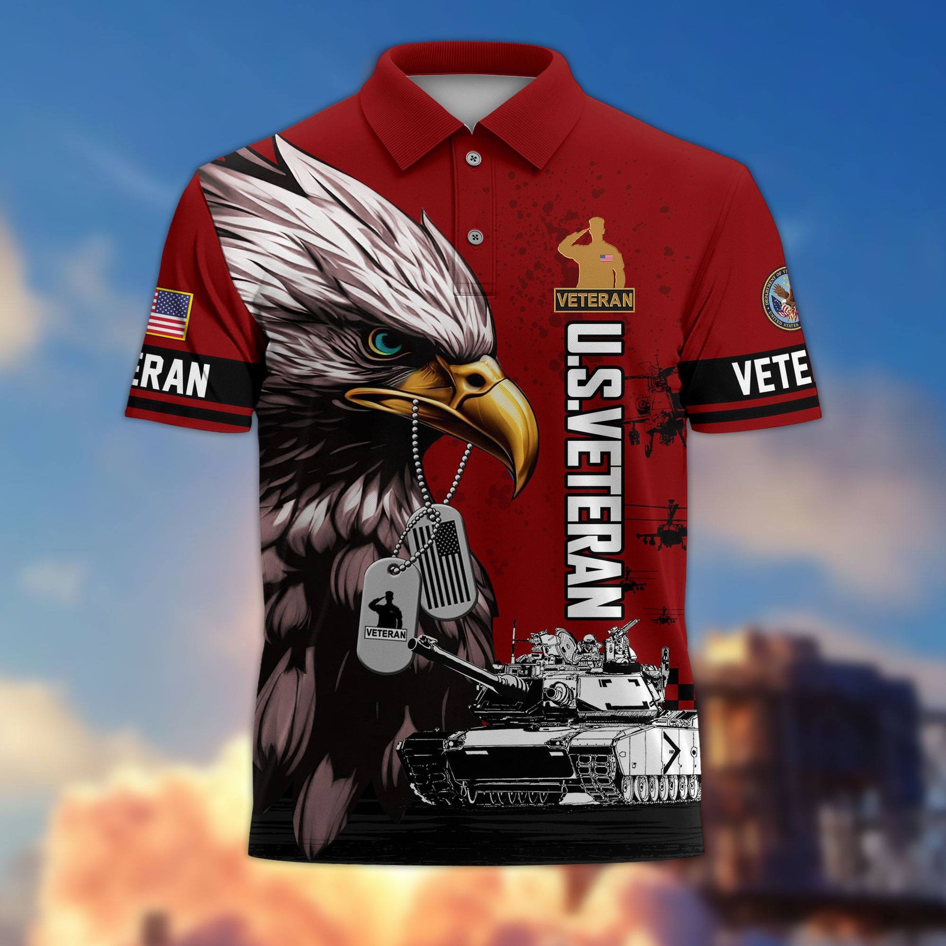 Premium US Veterans Polo Shirt BPHN230412, Gifts For US Veterans, Gifts On Memorial Day, Father's Day, Armed Forces Day, Veterans Day.