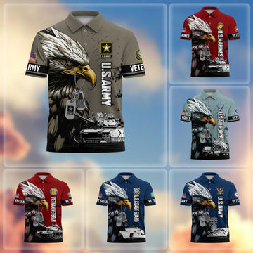 Premium US Veterans Polo Shirt BPHN230412, Gifts For US Veterans, Gifts On Memorial Day, Father's Day, Armed Forces Day, Veterans Day.