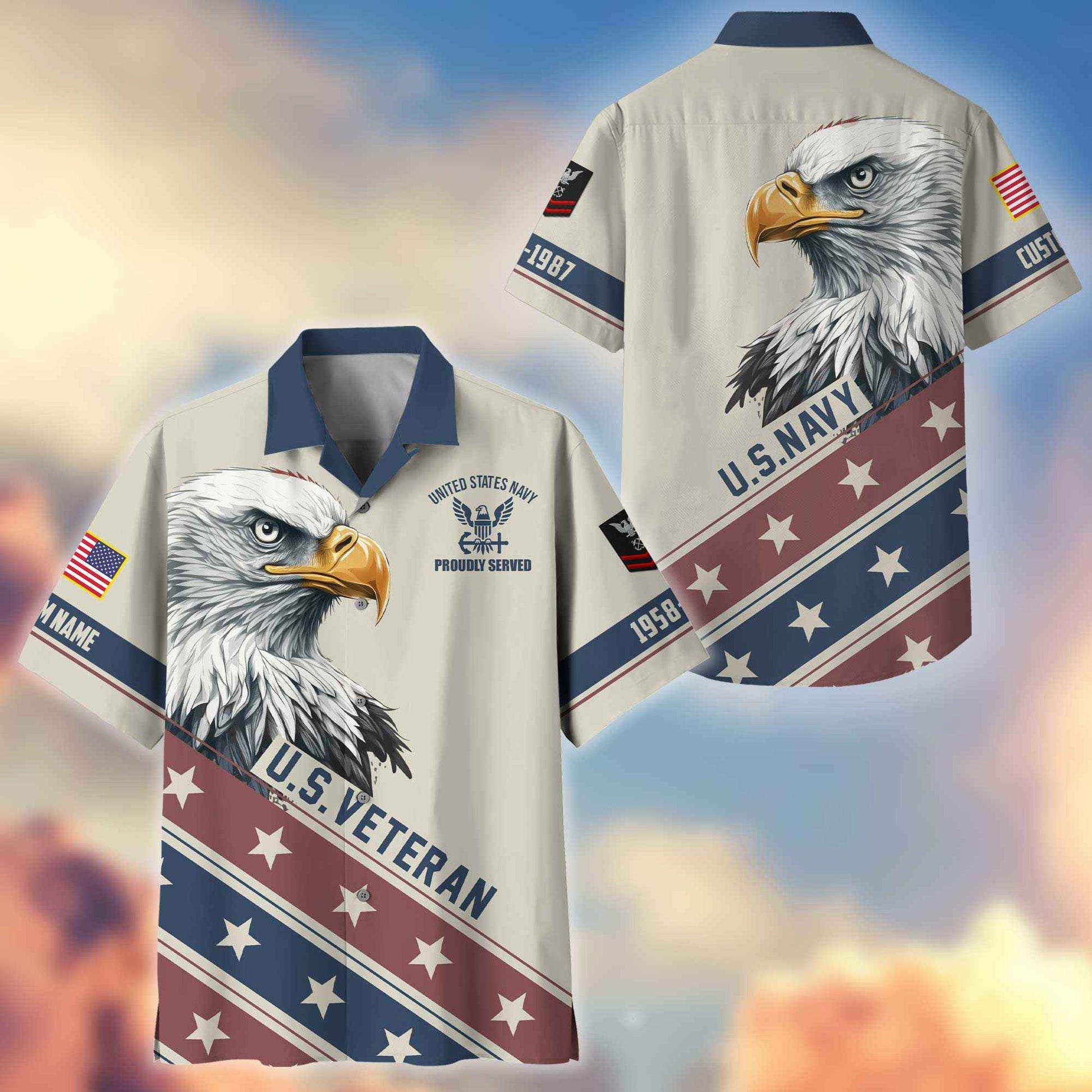 Unique Custom Name, Rank, Year, US Navy Hawaiian Shirt VPVC404202, Gifts For Navy Veteran, Best Gifts On Father's Day, Independence Day, Veterans Day.