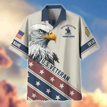 Unique Custom Name, Rank, Year, US Veteran Hawaiian Shirt VPVC404207, Gifts For US Veteran, Best Gifts On Father's Day, Independence Day, Veterans Day.