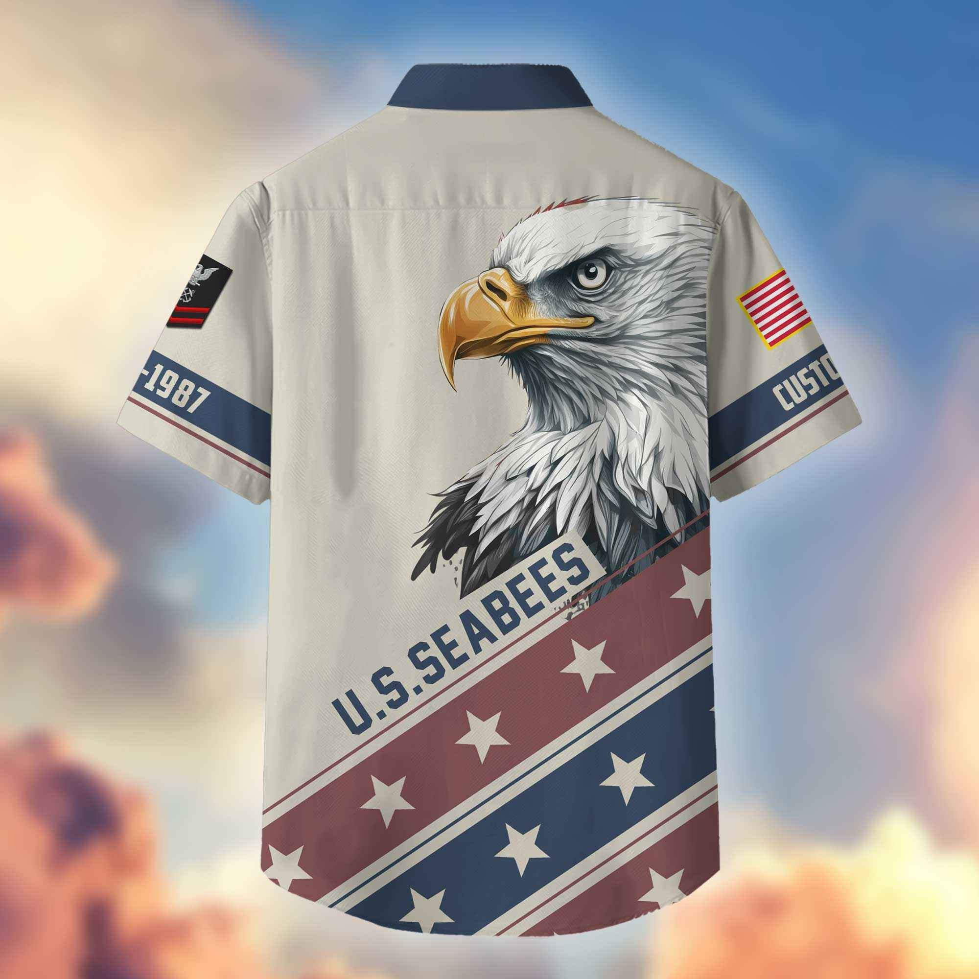 Unique Custom Name, Rank, Year, US Seabees Hawaiian Shirt VPVC404209, Gifts For US Seabees, Best Gifts On Father's Day, Independence Day, Veterans Day.