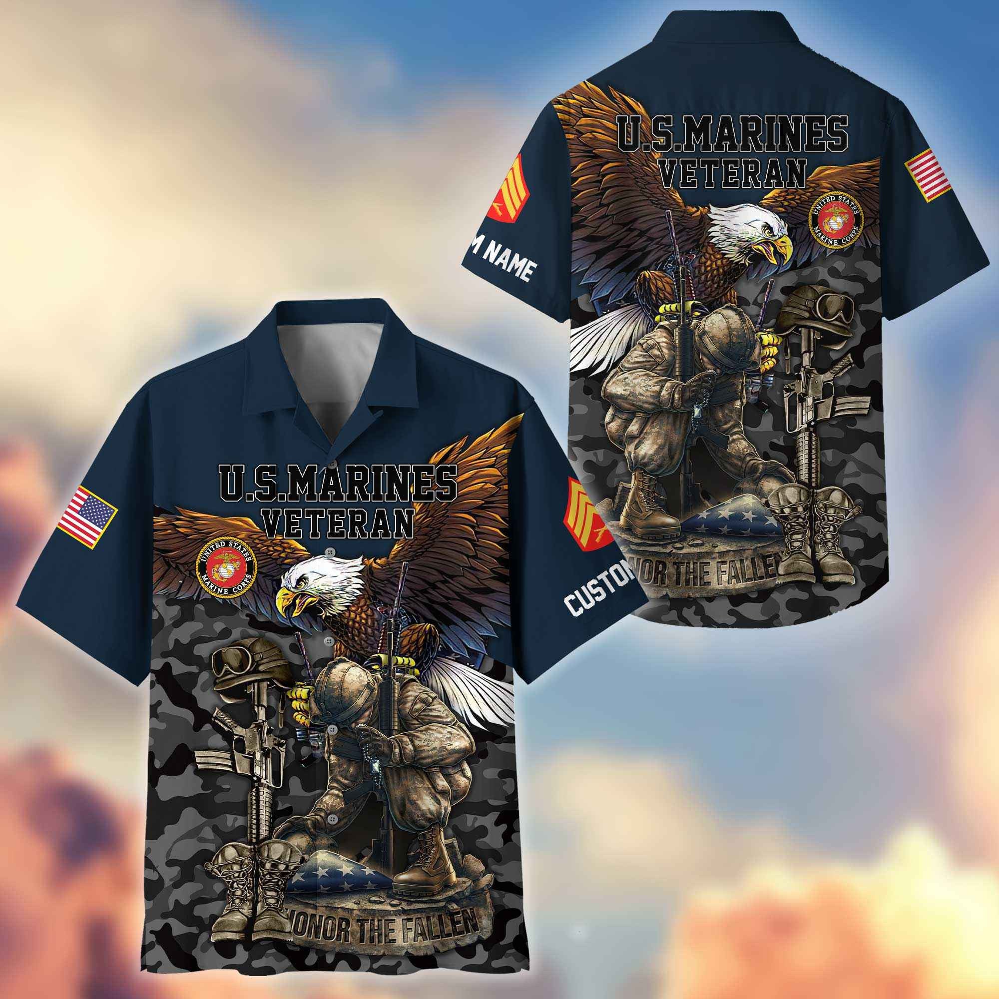 Premium Custom USMC Hawaiian Shirt VPVC404303, Gifts For Marine Veteran, Best Gifts On Father's Day, Armed Forces Day, Independence Day, Veterans Day.