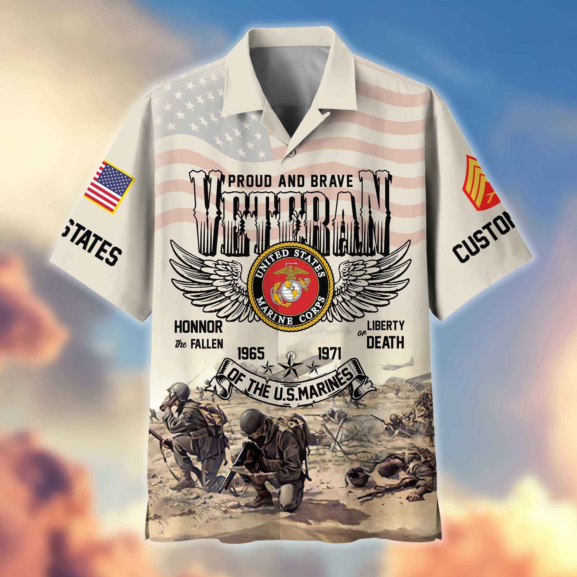 USMC Custom Hawaiian Shirt VPVC404403, Gifts For Marine Veteran, Best Gifts On Father's Day, Armed Forces Day, Independence Day, Veterans Day.