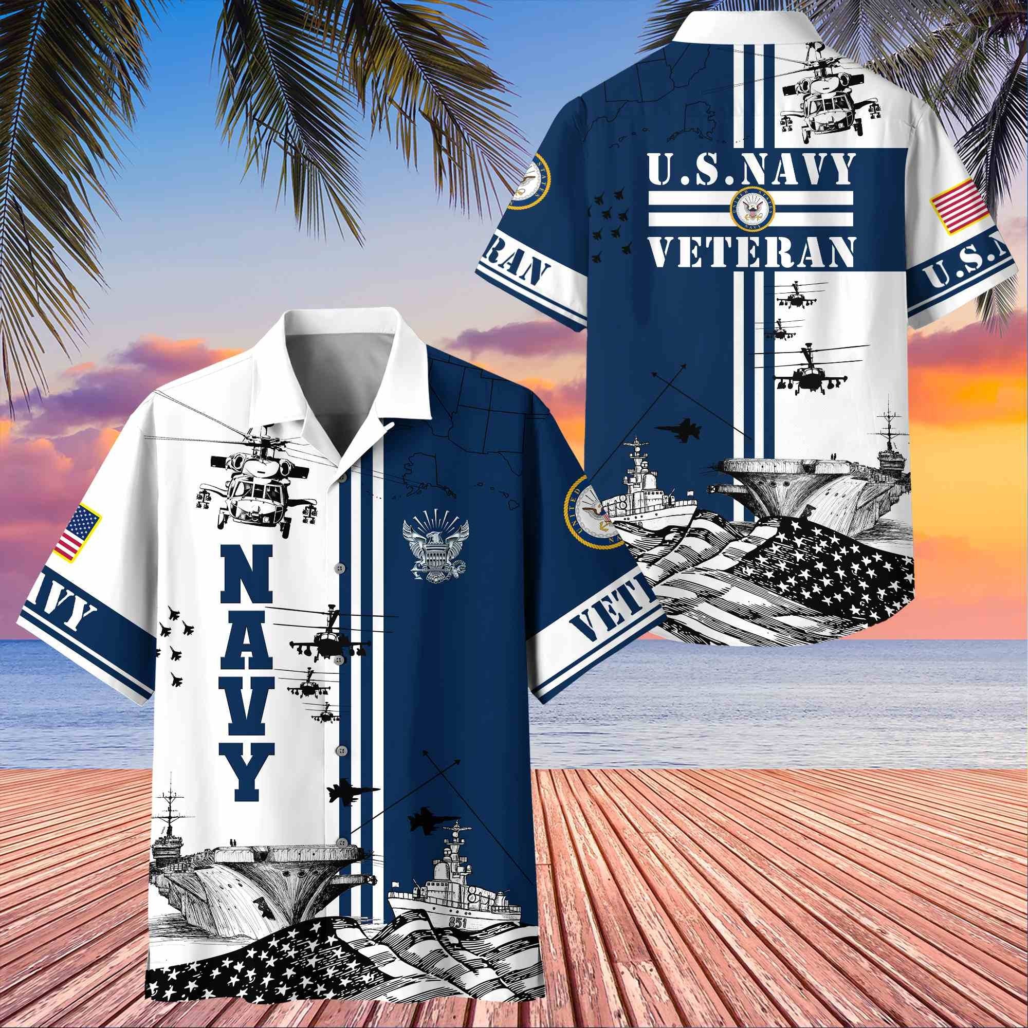 Premium US Veterans Hawaiian Shirt BPVC070501, Gifts For US Veterans, Gifts On Memorial Day, Father's Day, Armed Forces Day, Veterans Day.