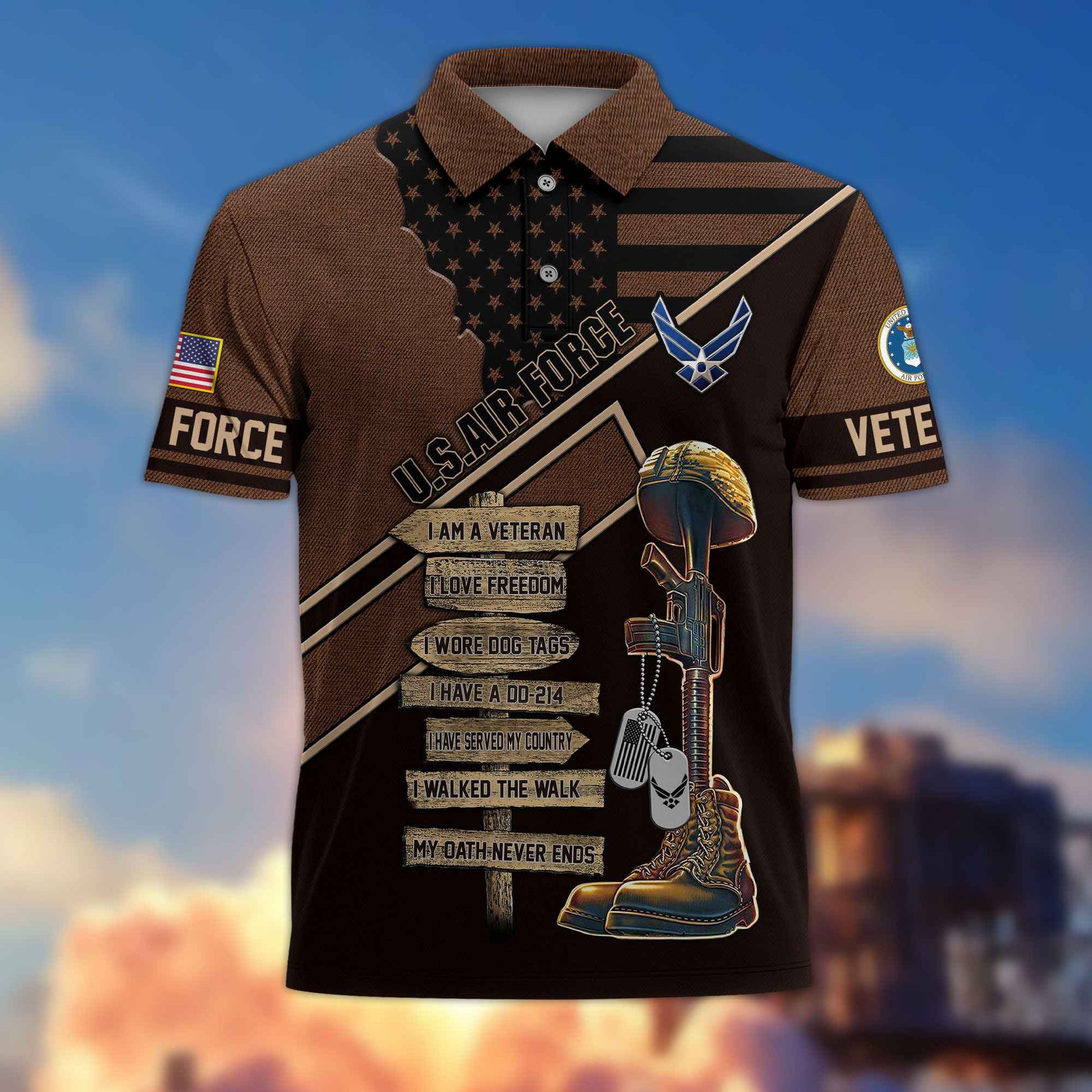 Premium US Veterans Polo Shirt BPHN190311, Gifts For US Veterans, Gifts For Dad, For Husband, Gifts On Father's Day, Armed Forces Day, Independence Day, Veterans Day.