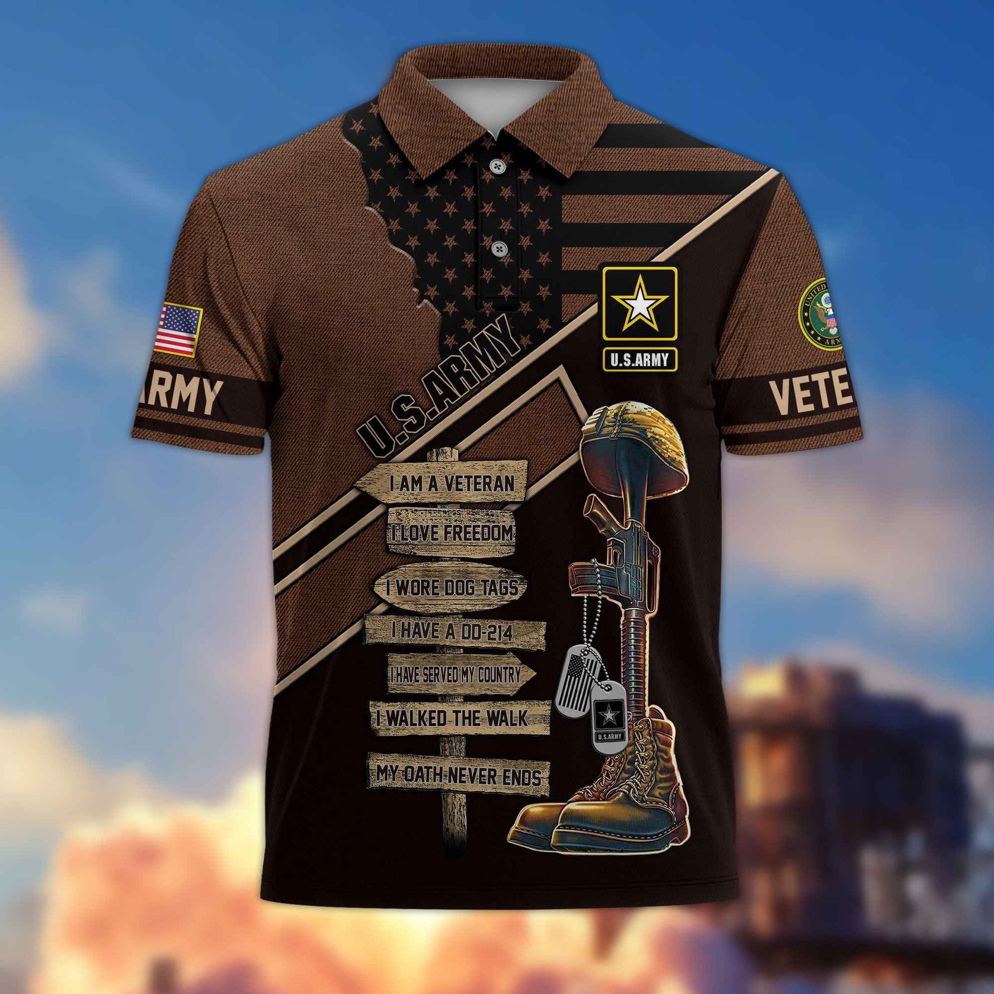 Premium US Veterans Polo Shirt BPHN190311, Gifts For US Veterans, Gifts For Dad, For Husband, Gifts On Father's Day, Armed Forces Day, Independence Day, Veterans Day.