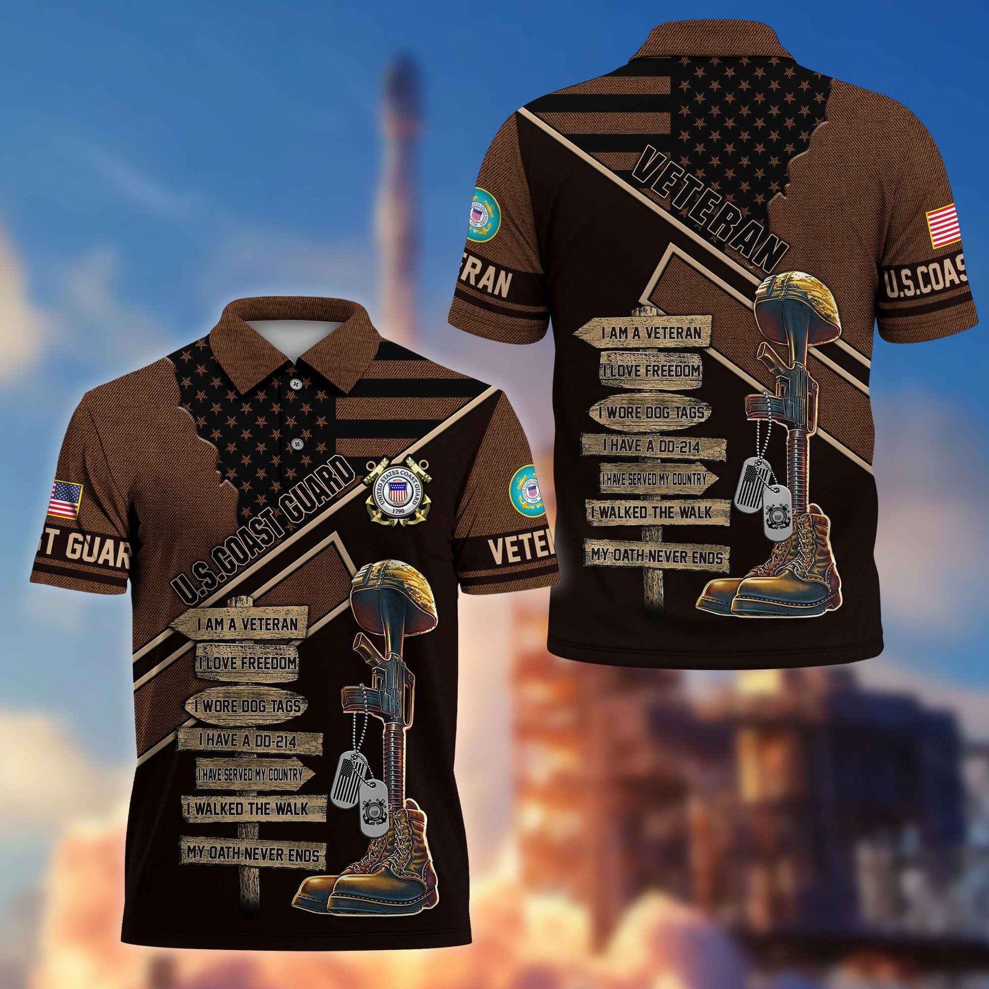 Premium US Veterans Polo Shirt BPHN190311, Gifts For US Veterans, Gifts For Dad, For Husband, Gifts On Father's Day, Armed Forces Day, Independence Day, Veterans Day.