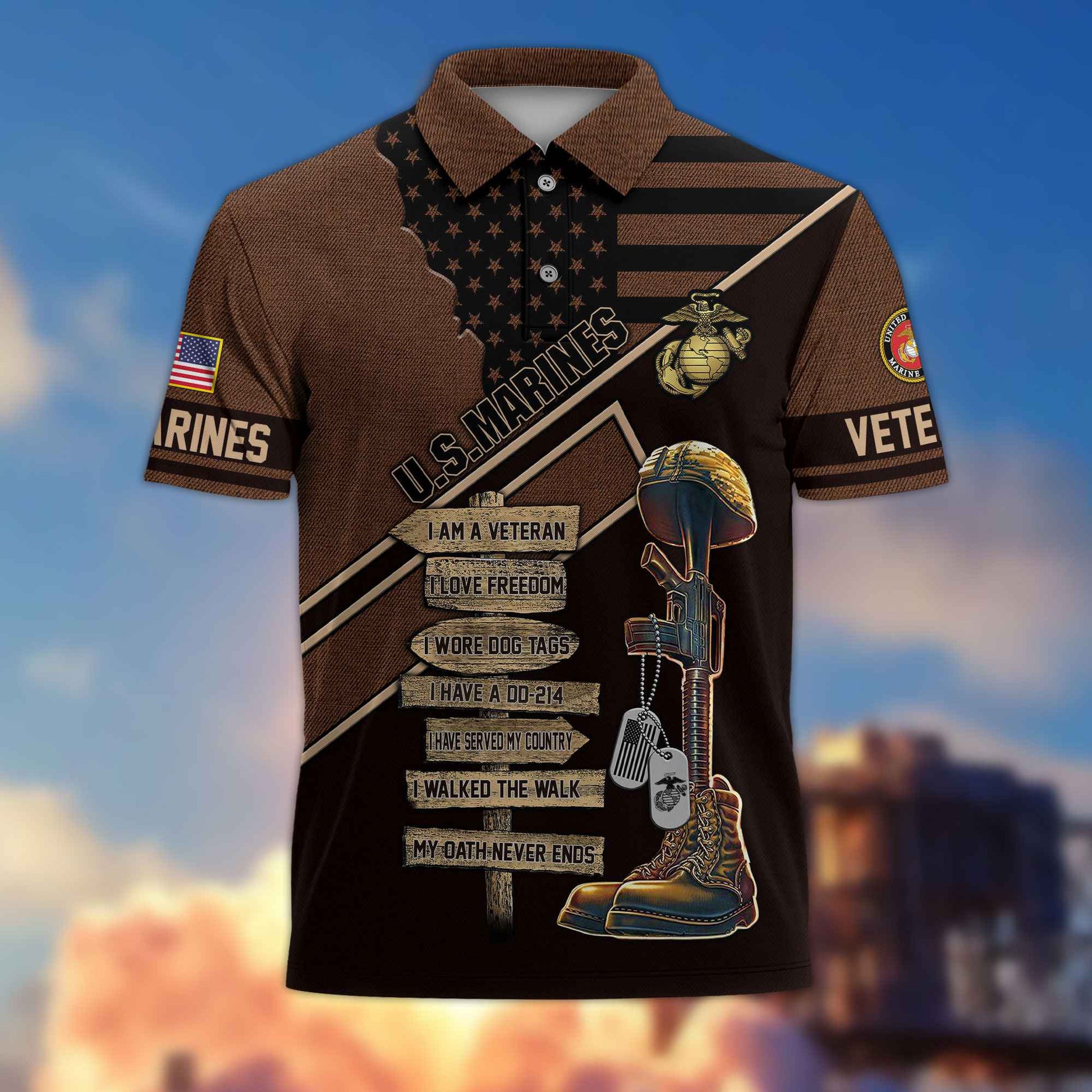 Premium US Veterans Polo Shirt BPHN190311, Gifts For US Veterans, Gifts For Dad, For Husband, Gifts On Father's Day, Armed Forces Day, Independence Day, Veterans Day.