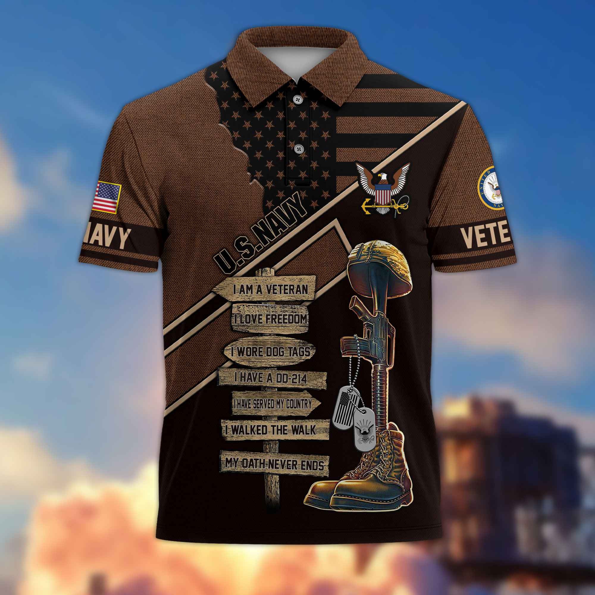 Premium US Veterans Polo Shirt BPHN190311, Gifts For US Veterans, Gifts For Dad, For Husband, Gifts On Father's Day, Armed Forces Day, Independence Day, Veterans Day.